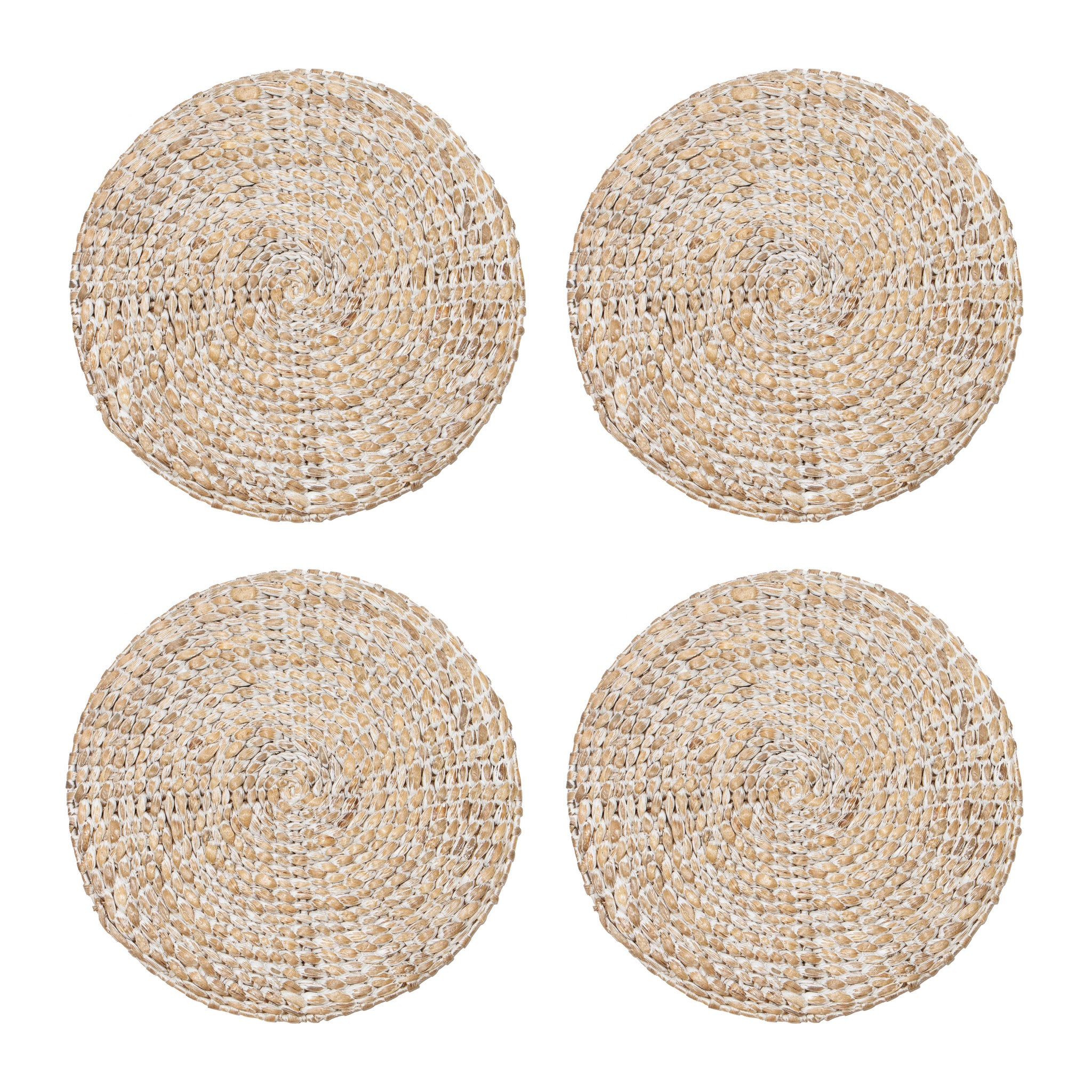 Everyday White Wash Round Placemat 38cm - Set of 4