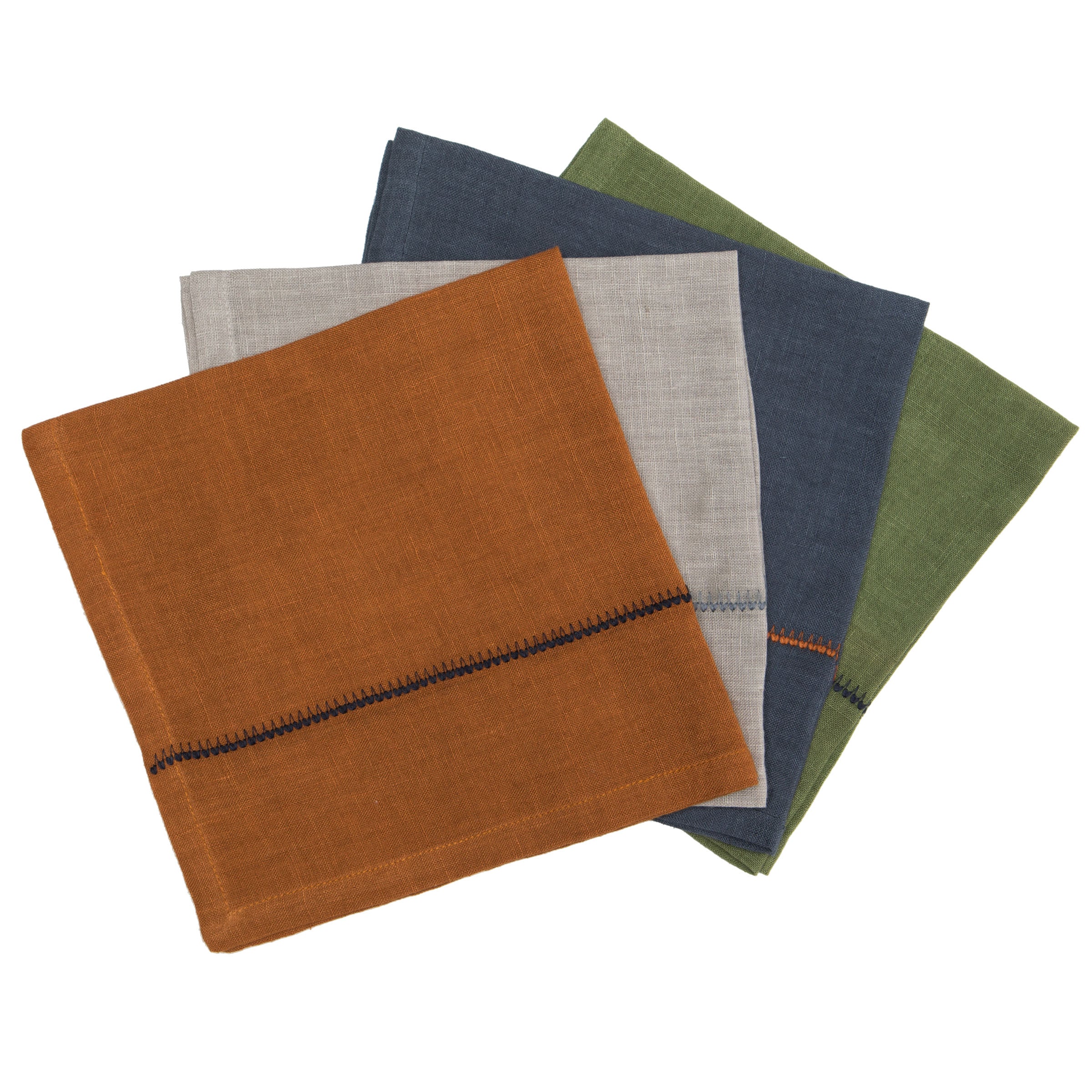 August Linen Stitch Napkins, Set of 4
