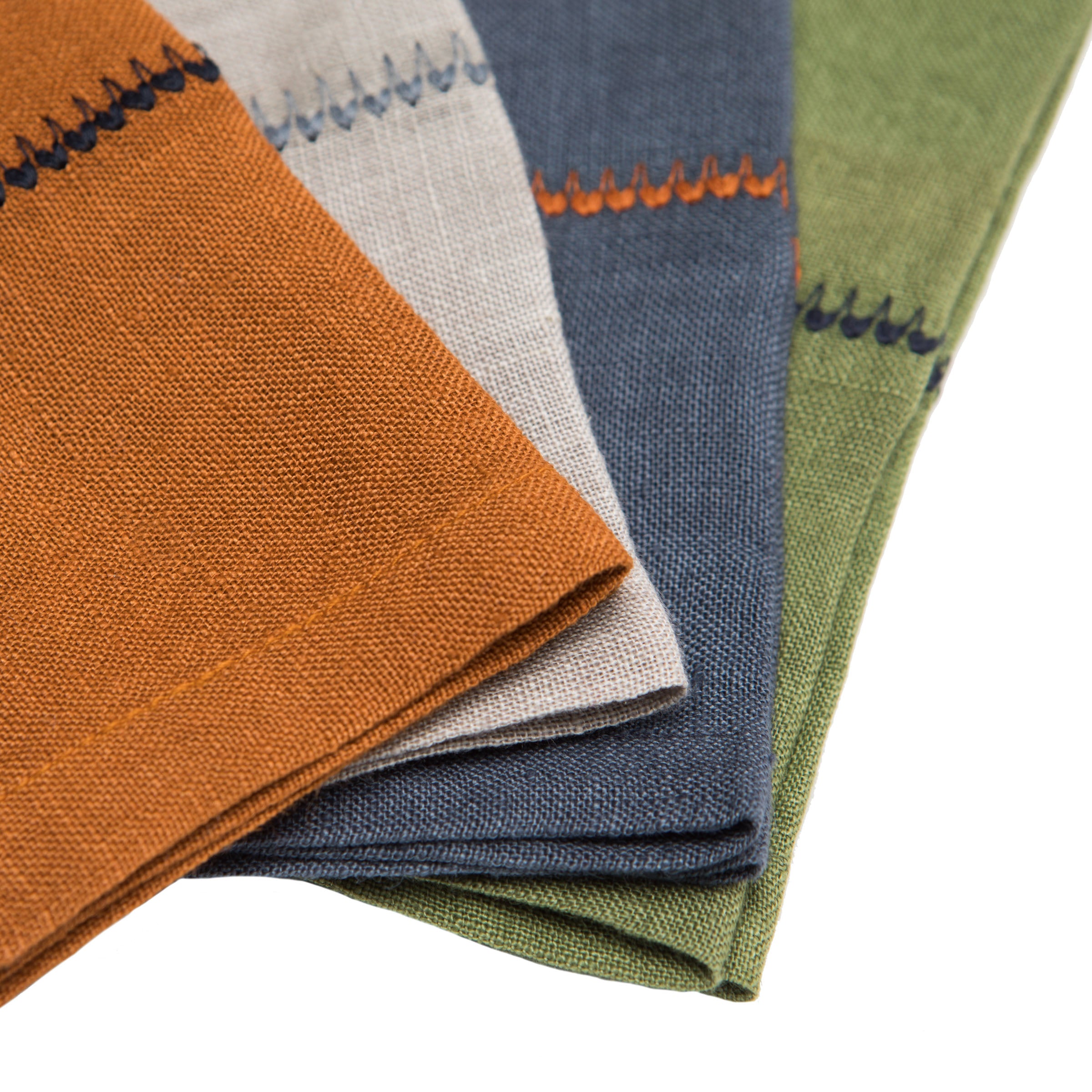 August Linen Stitch Napkins, Set of 4