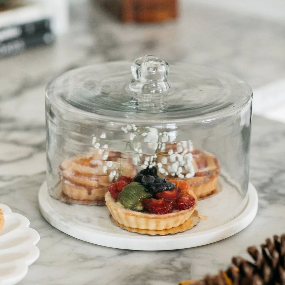 Marble Plate & Glass Dome