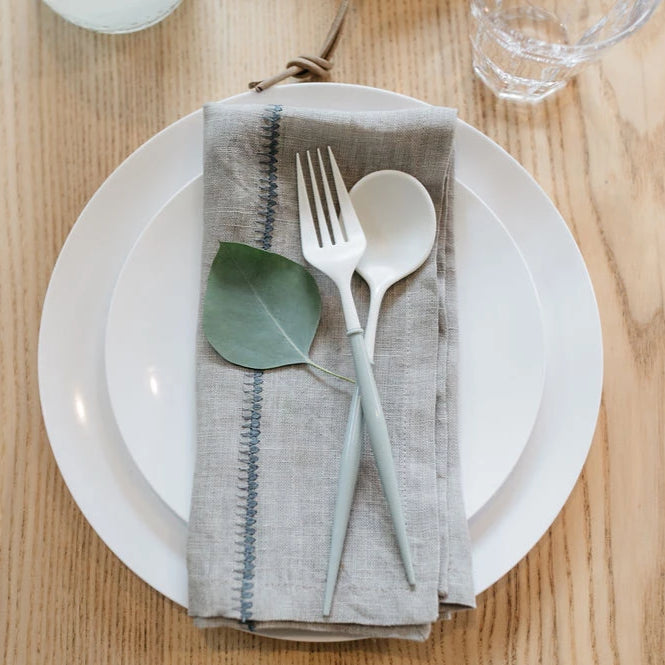 August Linen Stitch Napkins, Set of 4