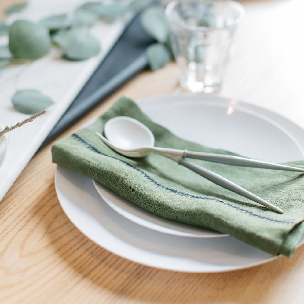 August Linen Stitch Napkins, Set of 4