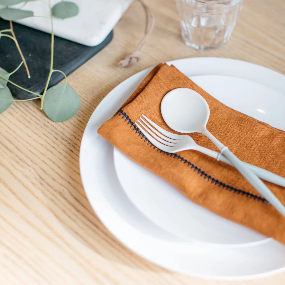 August Linen Stitch Napkins, Set of 4