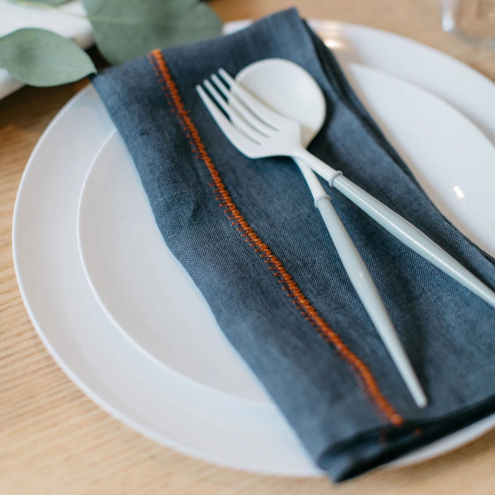 August Linen Stitch Napkins, Set of 4