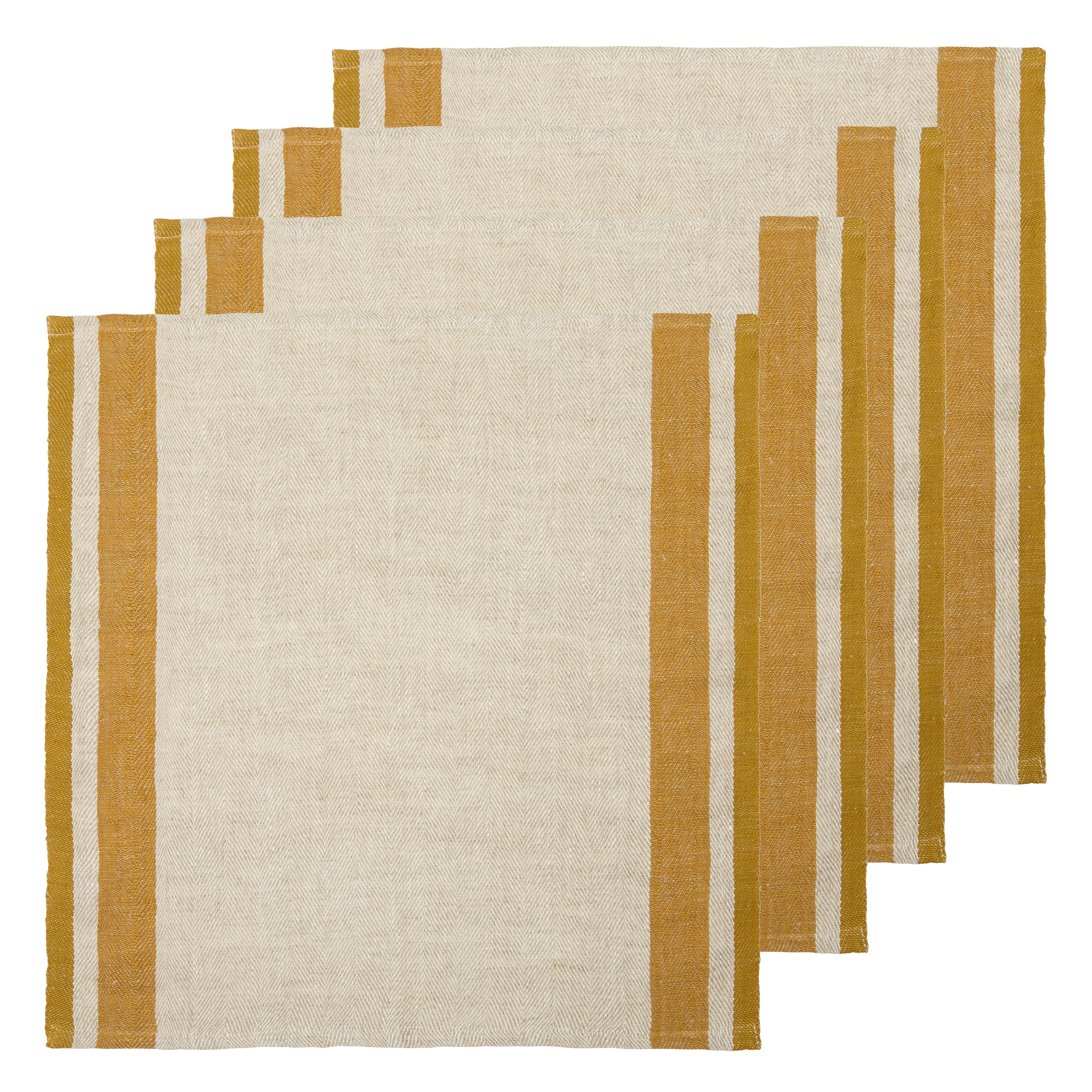 Gordes Natural & Mustard Napkins 20x20 - Set of 4