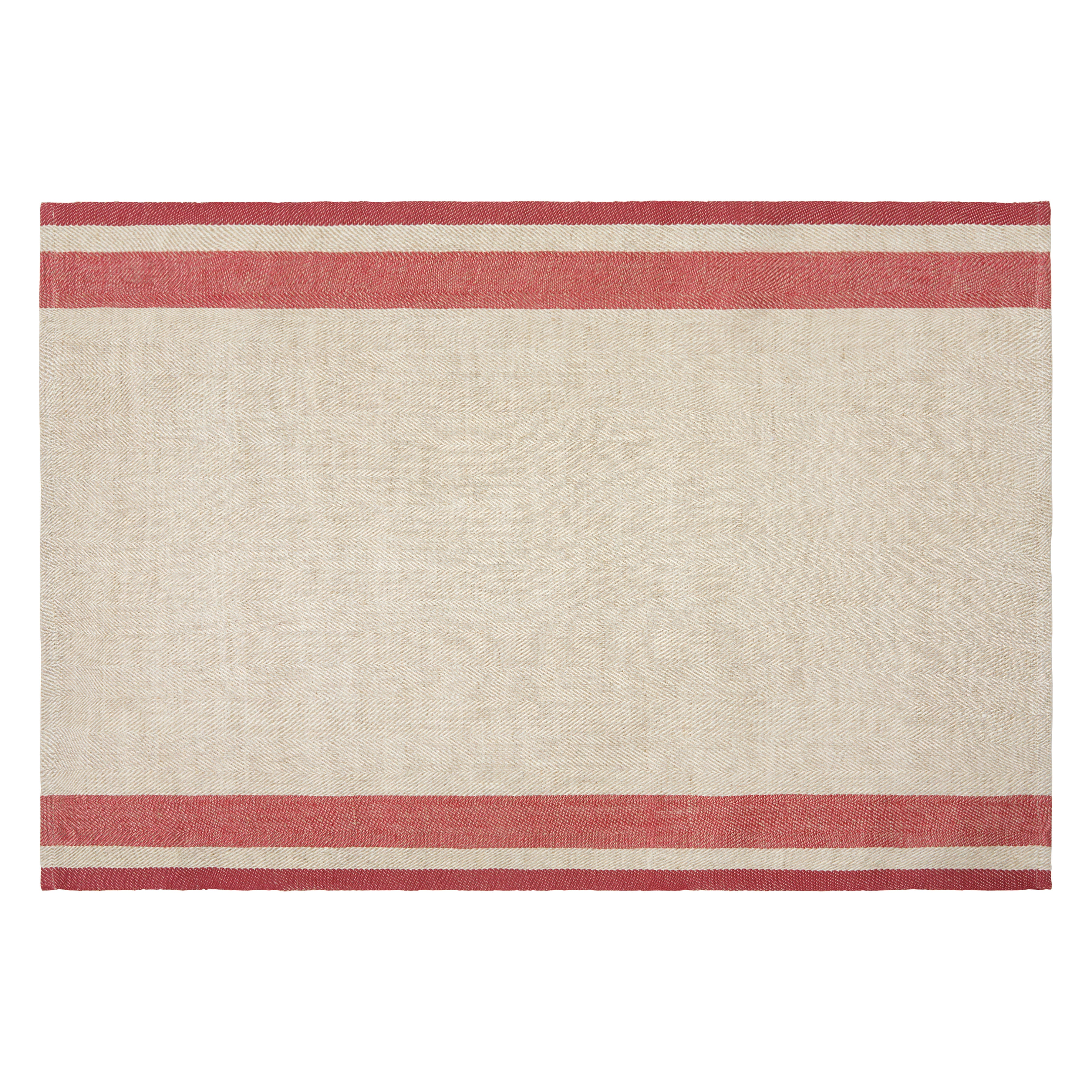 Gordes Natural & Red Tea Towel 20x30 - Set of 2