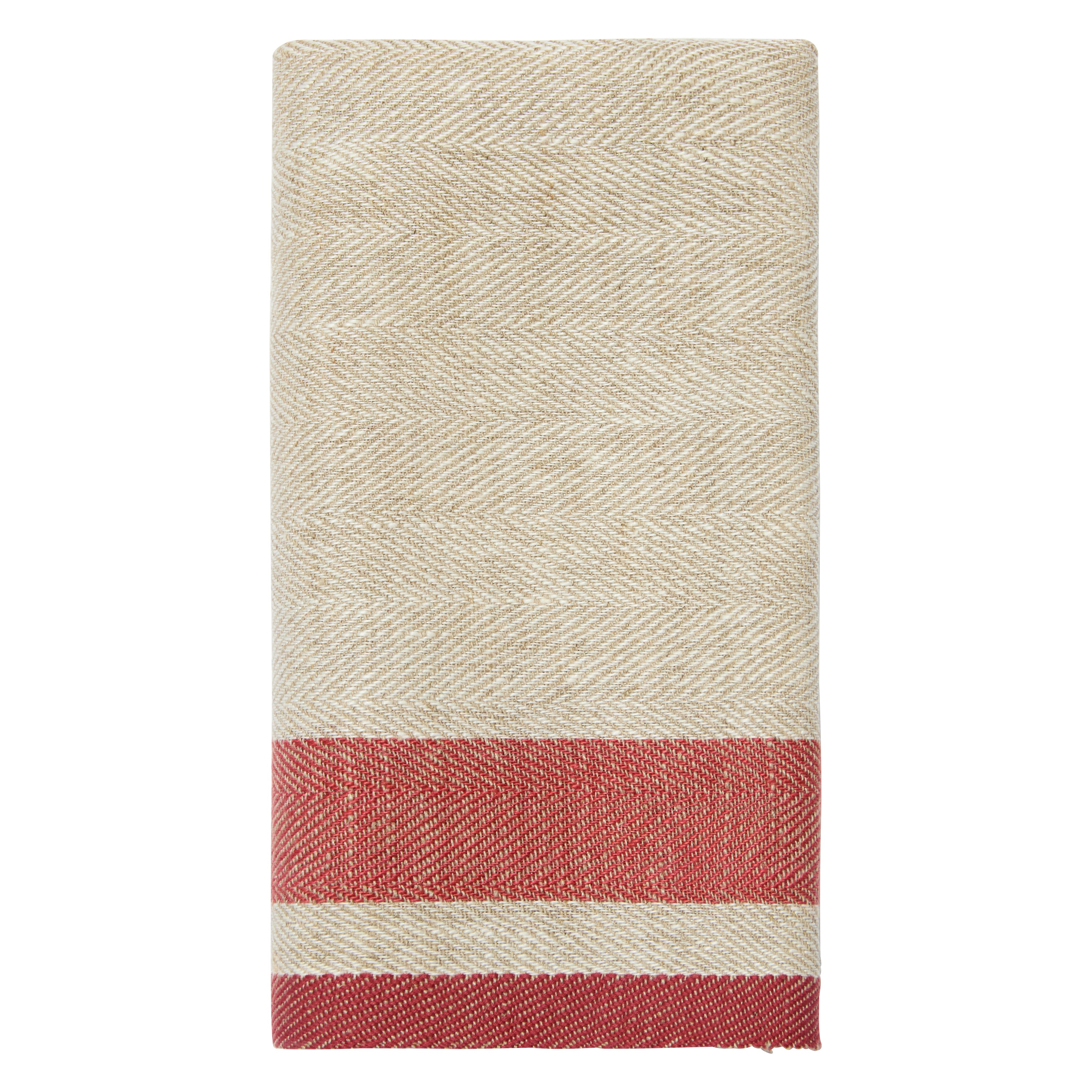 Gordes Natural & Red Tea Towel 20x30 - Set of 2