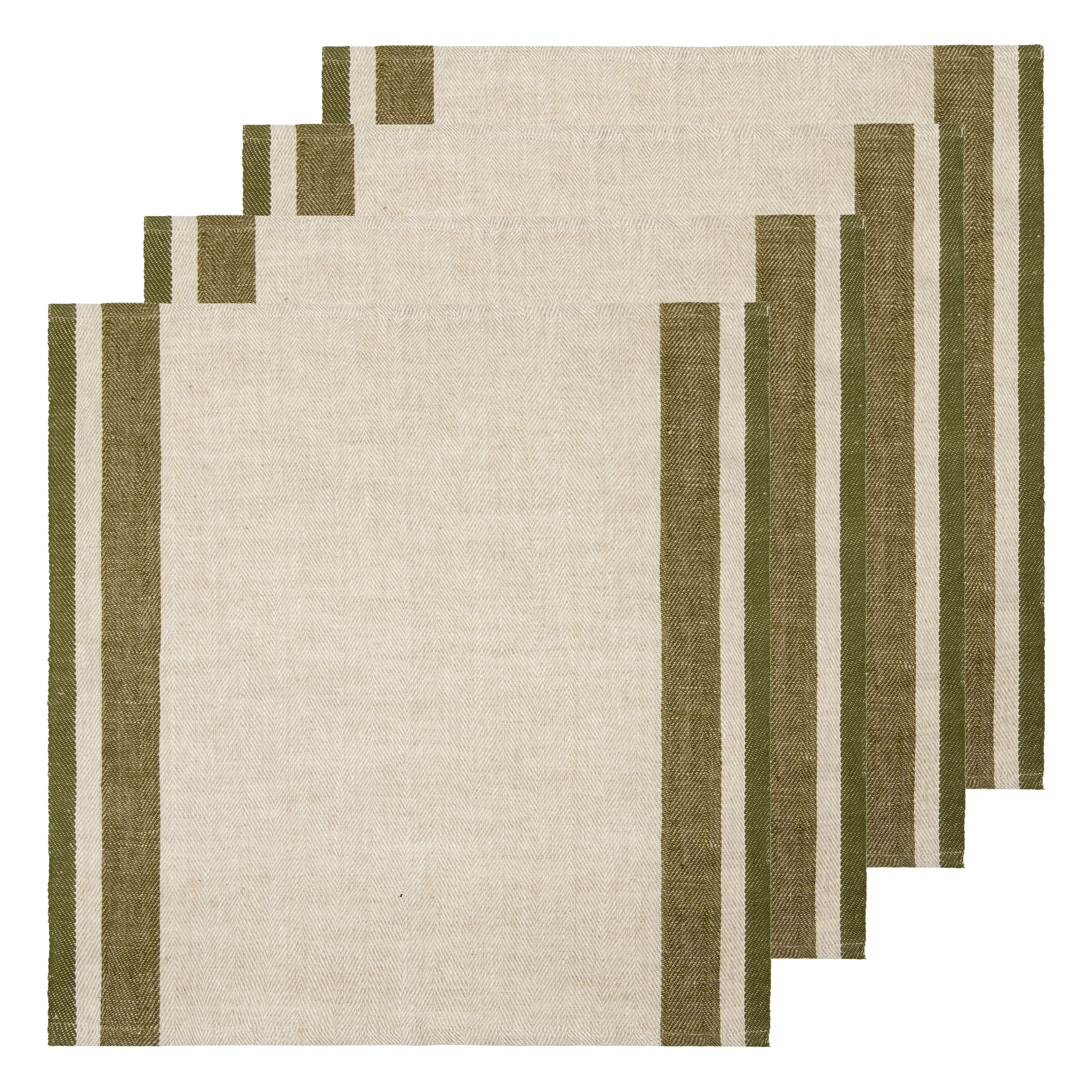 Gordes Natural & Olive Napkins 20x20 - Set of 4