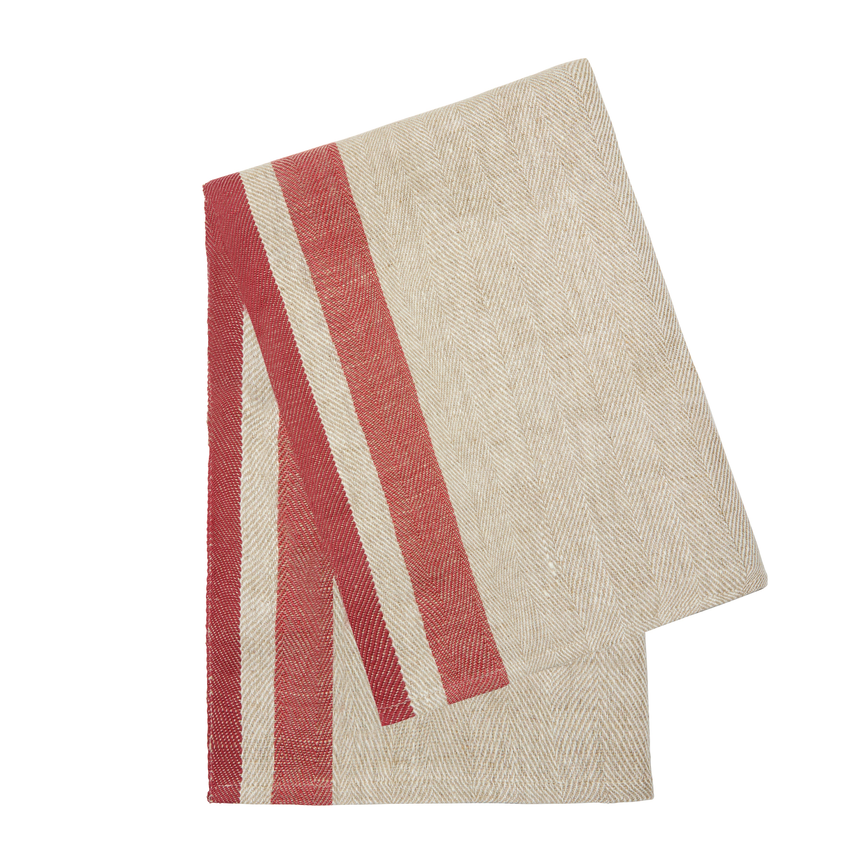 Gordes Natural & Red Tea Towel 20x30 - Set of 2