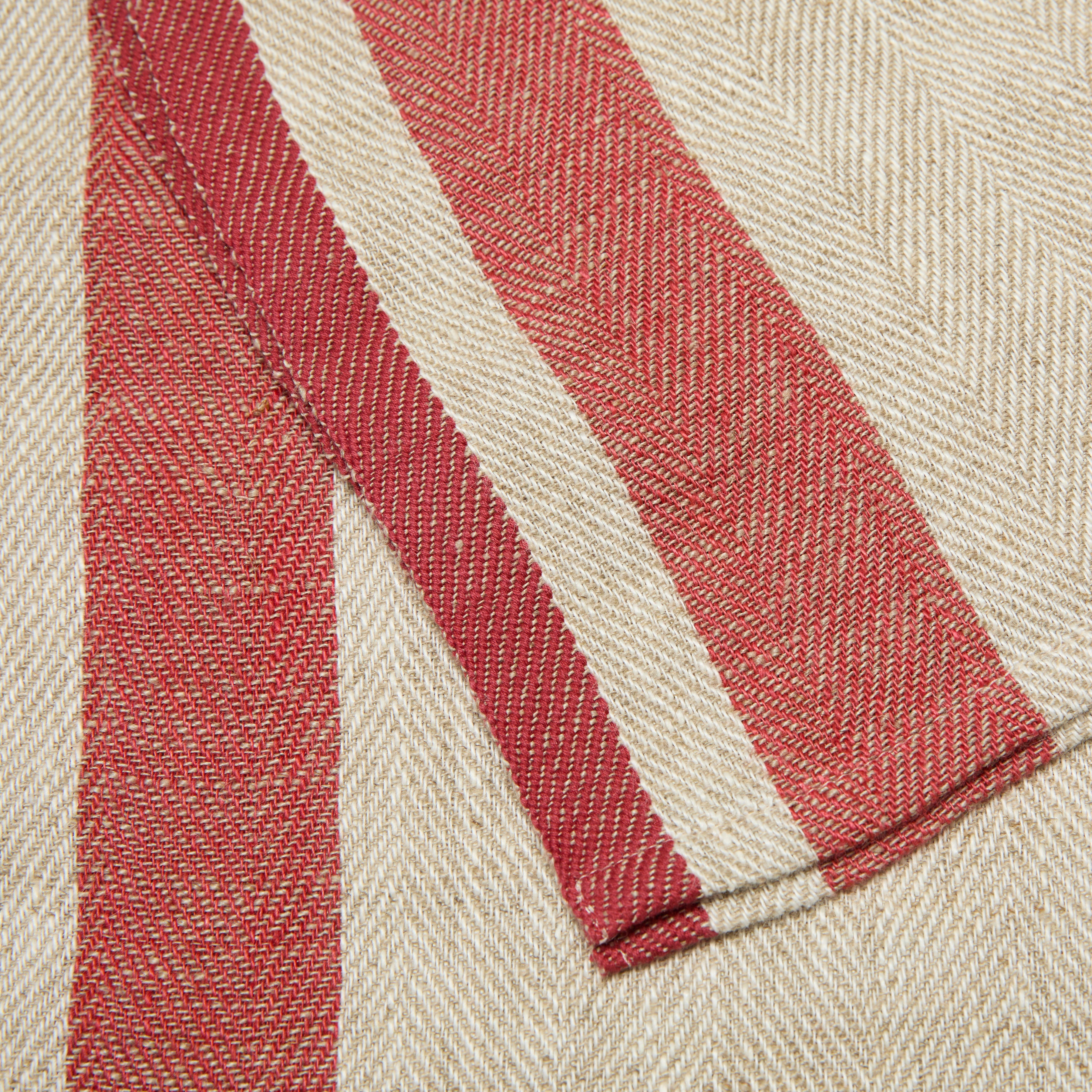 Gordes Natural & Red Tea Towel 20x30 - Set of 2