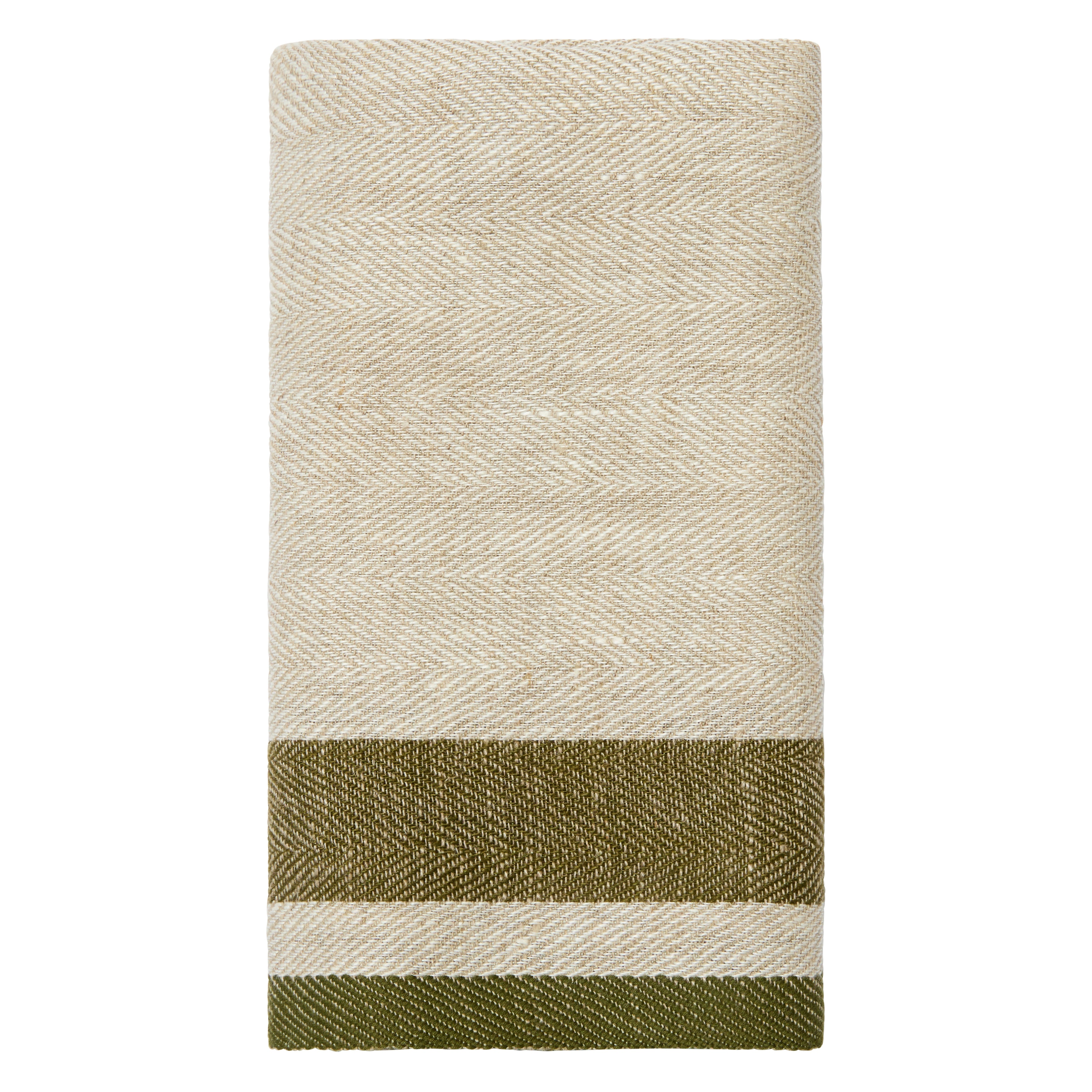 Gordes Natural & Olive Tea Towel 20x30 - Set of 2