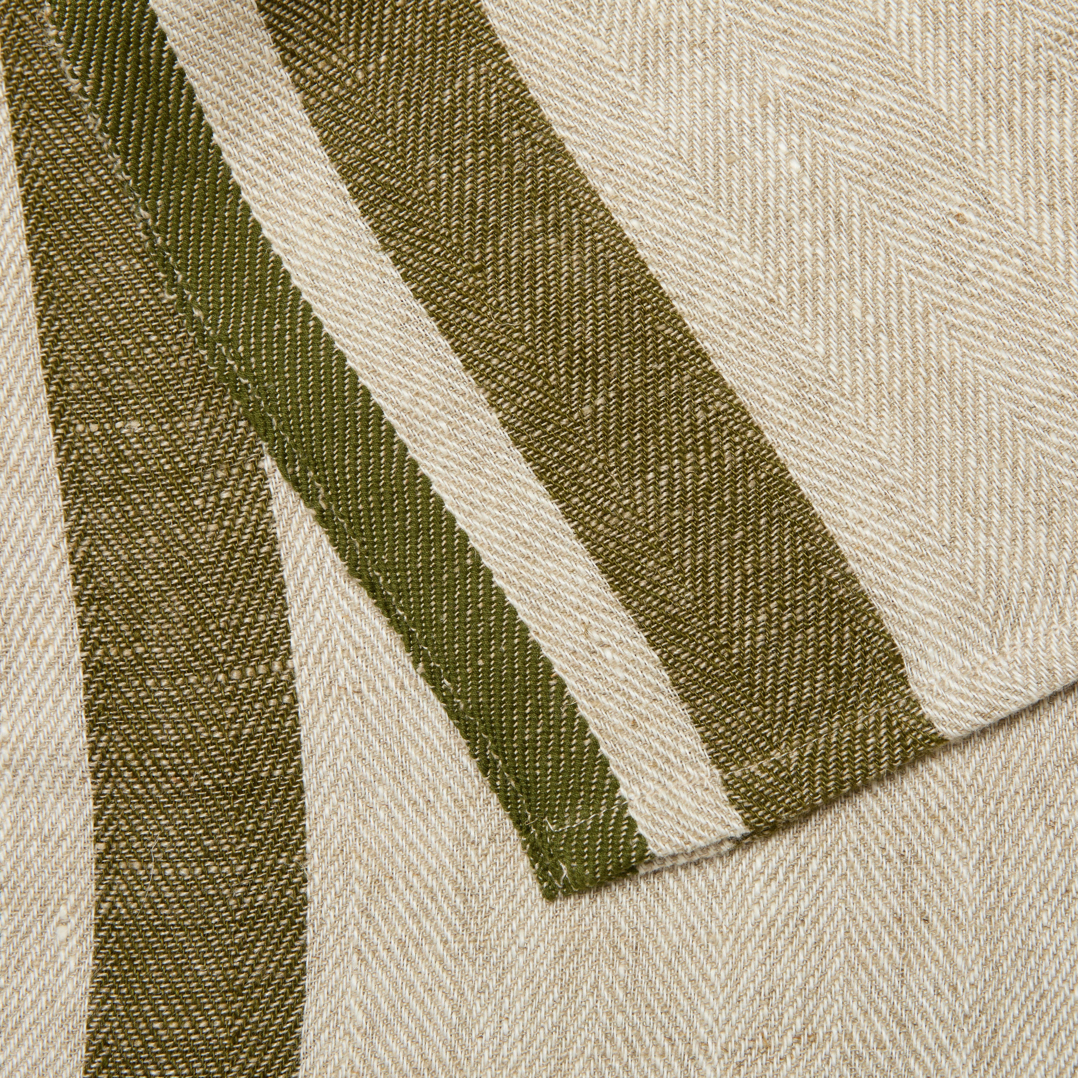 Gordes Natural & Olive Tea Towel 20x30 - Set of 2