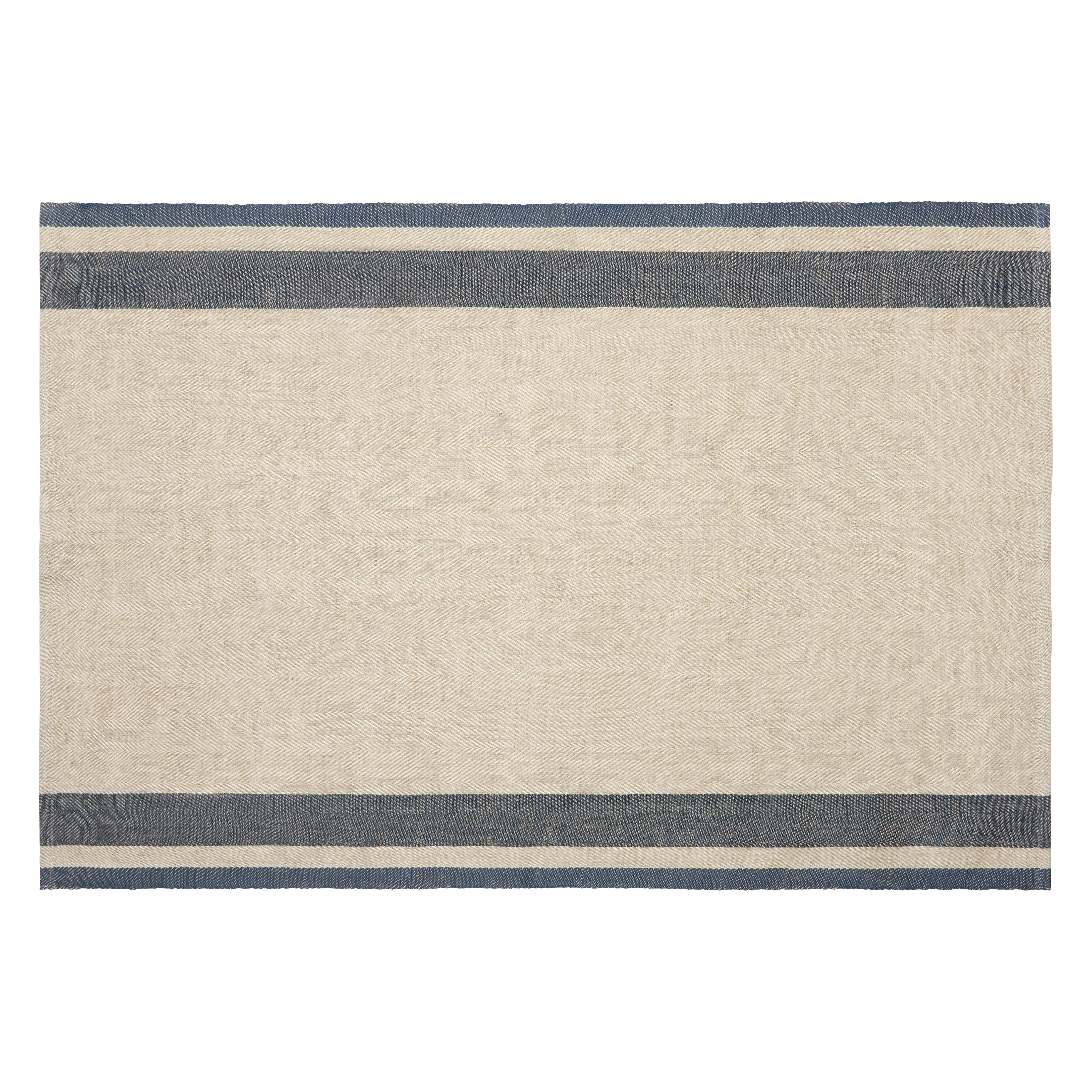 Gordes Natural & Blue Tea Towel 20x30 - Set of 2