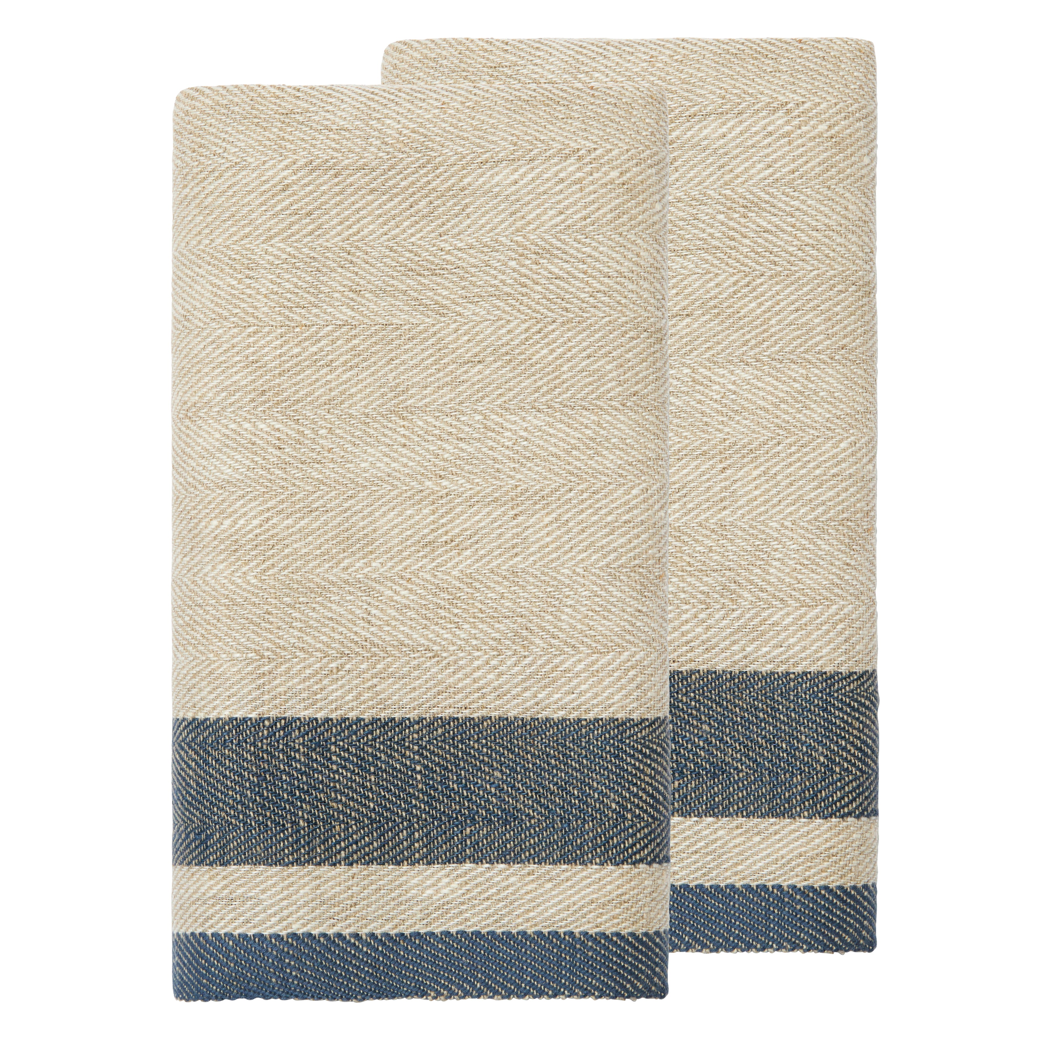 Gordes Natural & Blue Tea Towel 20x30 - Set of 2