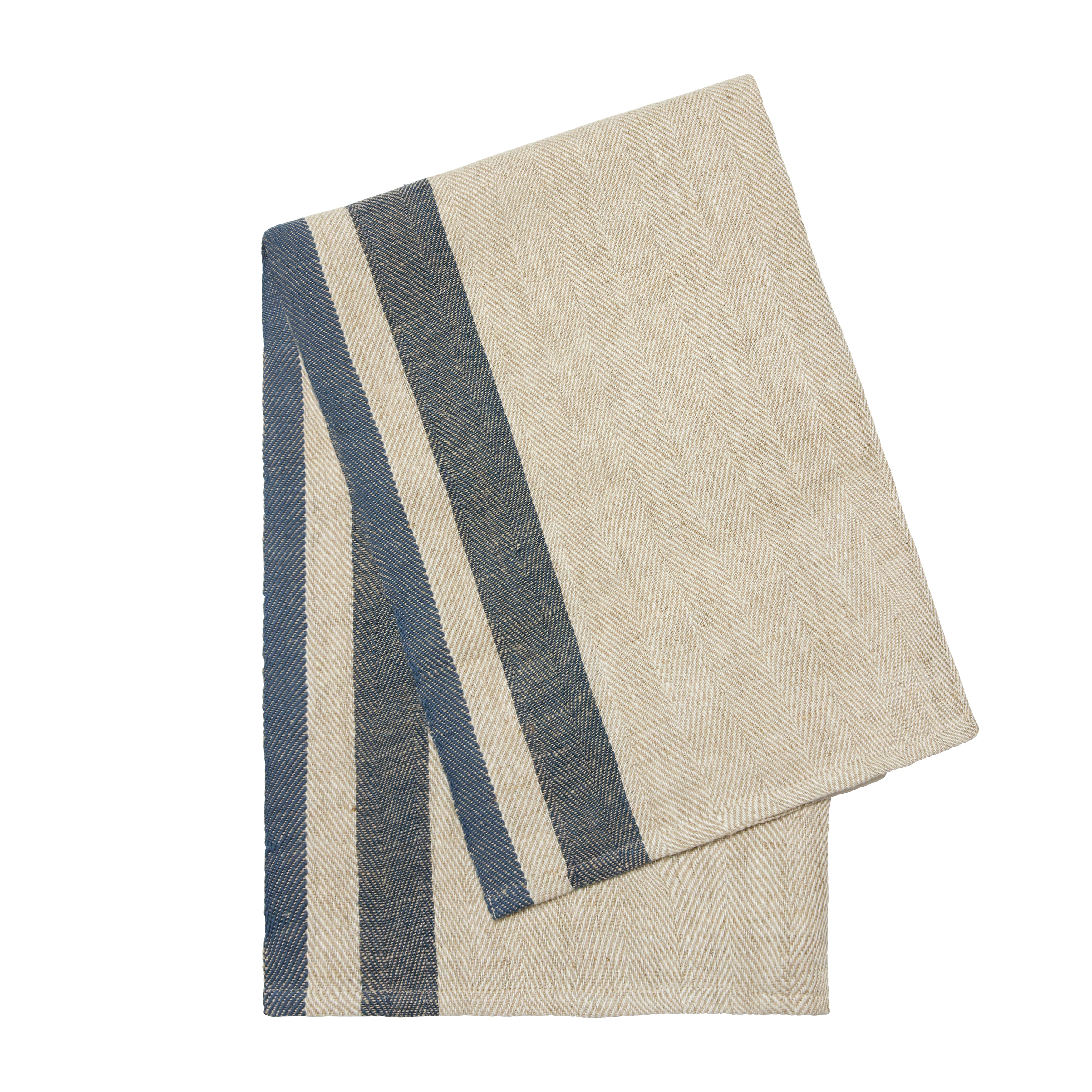 Gordes Natural & Blue Tea Towel 20x30 - Set of 2