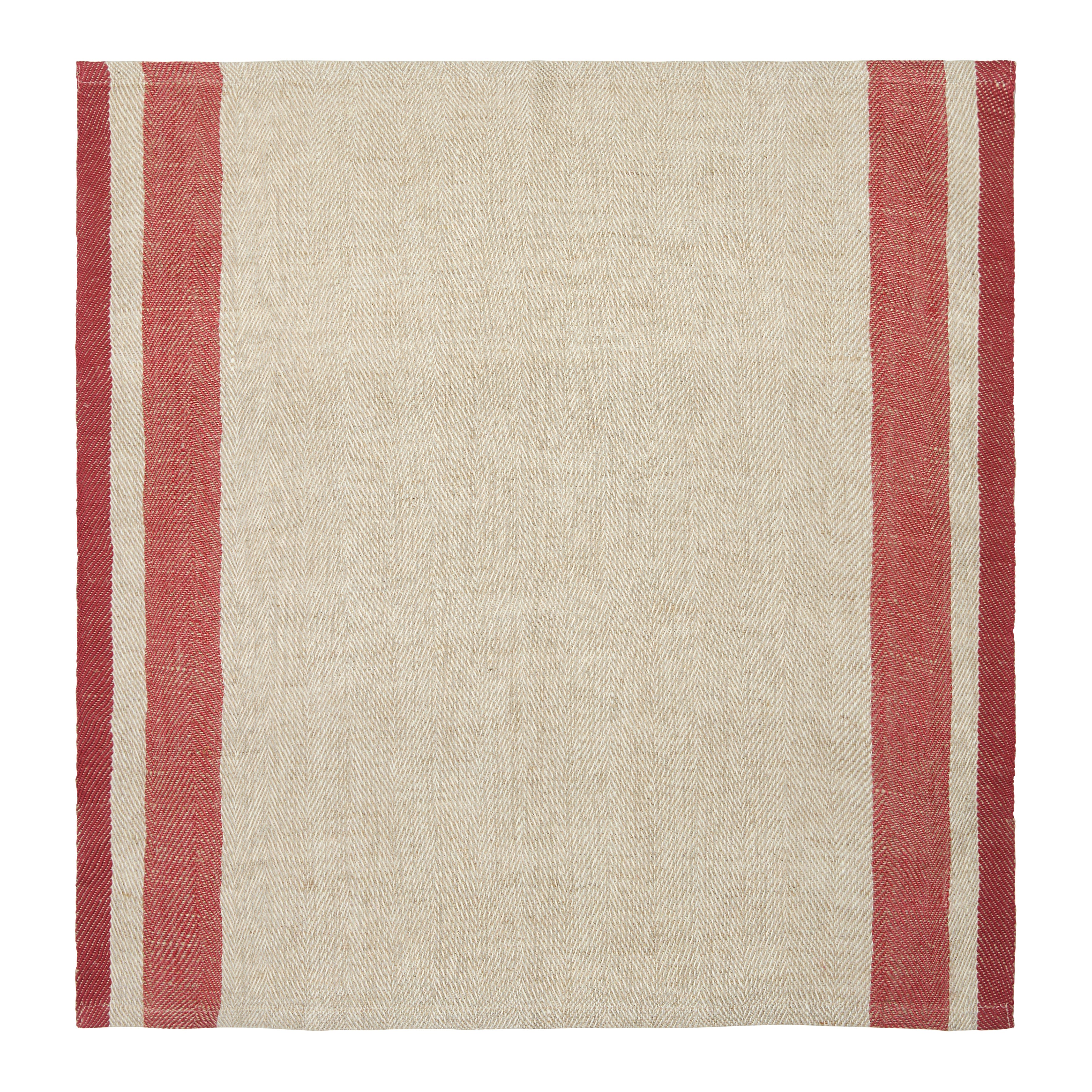 Gordes Natural & Red Napkins 20x20 - Set of 4