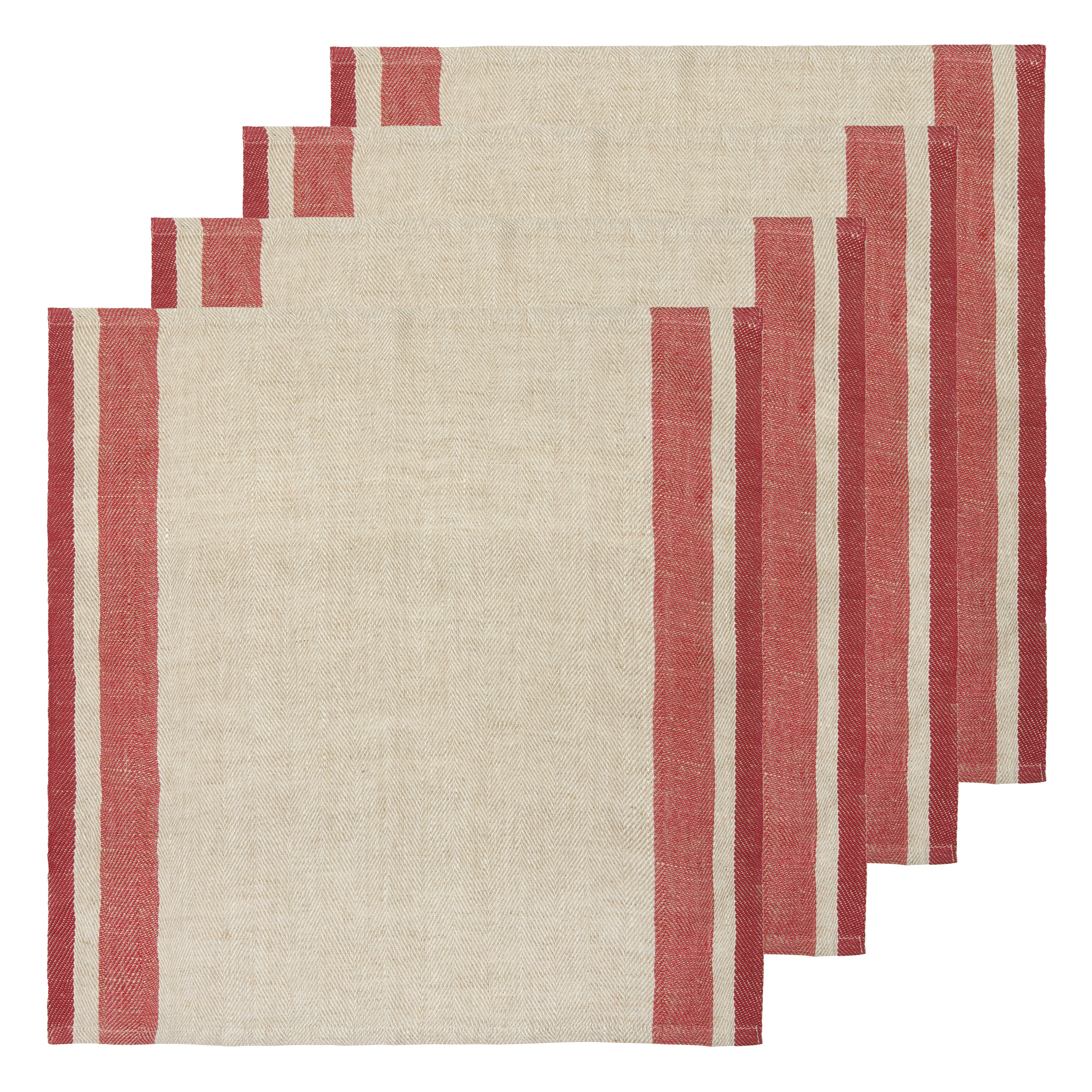 Gordes Natural & Red Napkins 20x20 - Set of 4