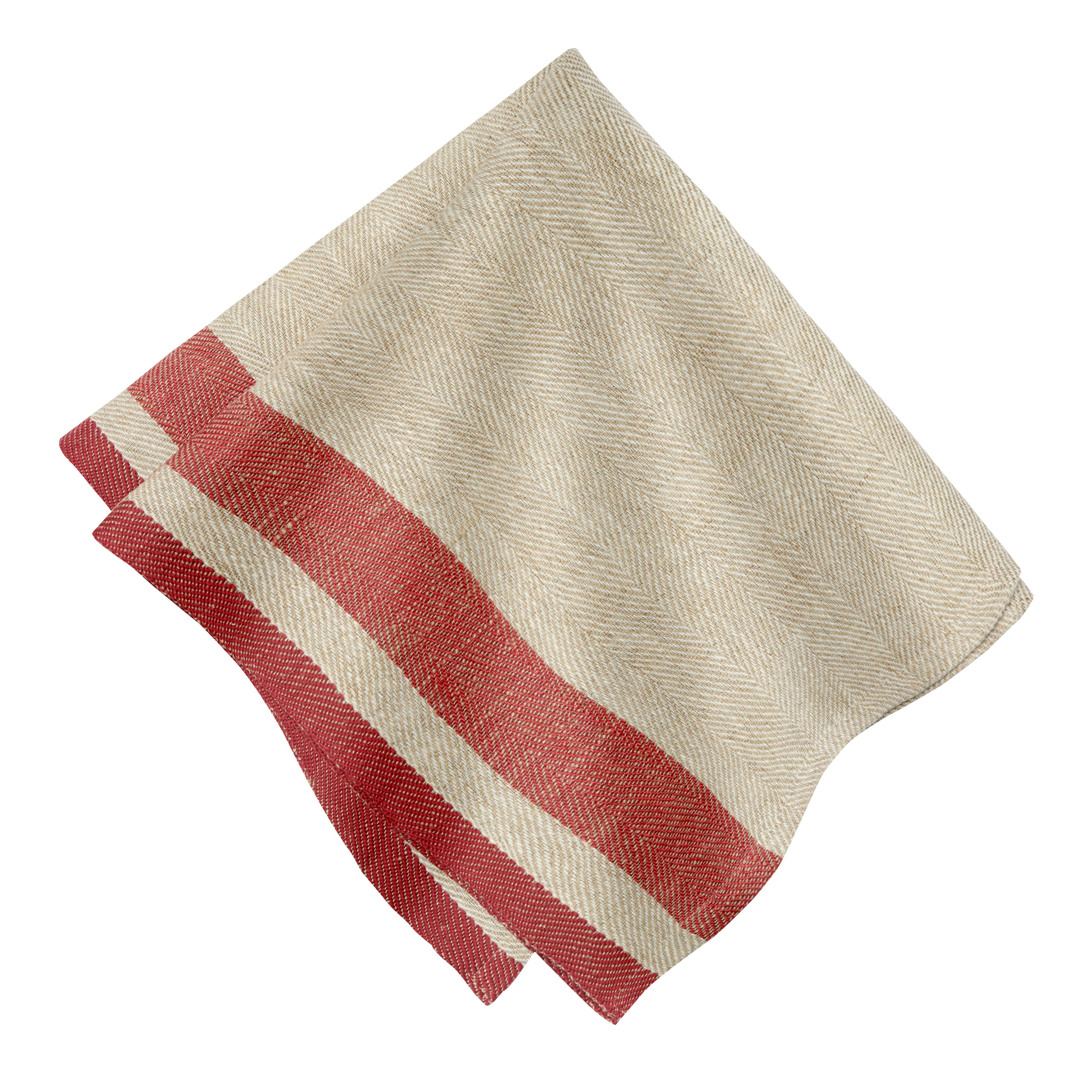 Gordes Natural & Red Napkins 20x20 - Set of 4