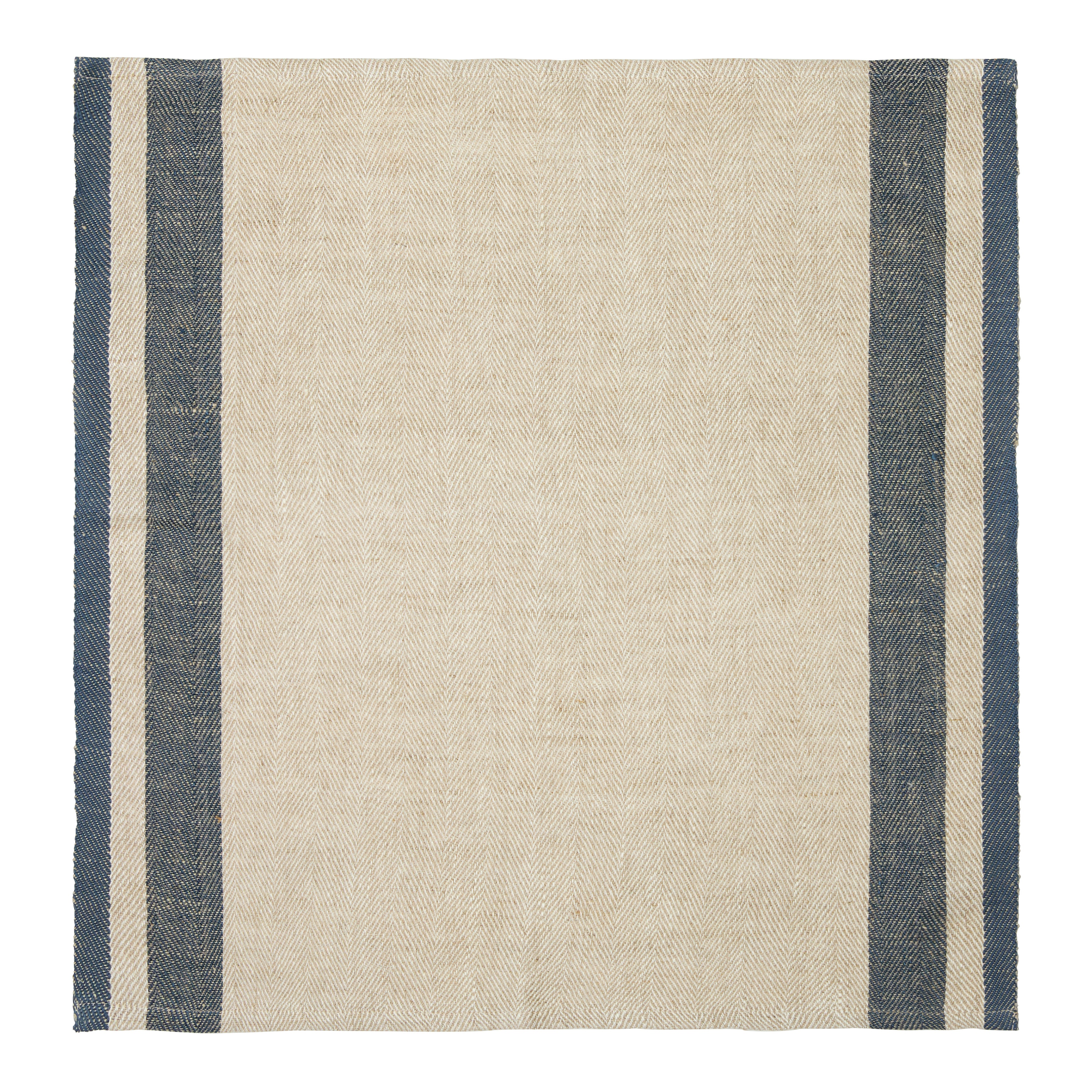 Gordes Natural & Blue Napkins 20x20 - Set of 4