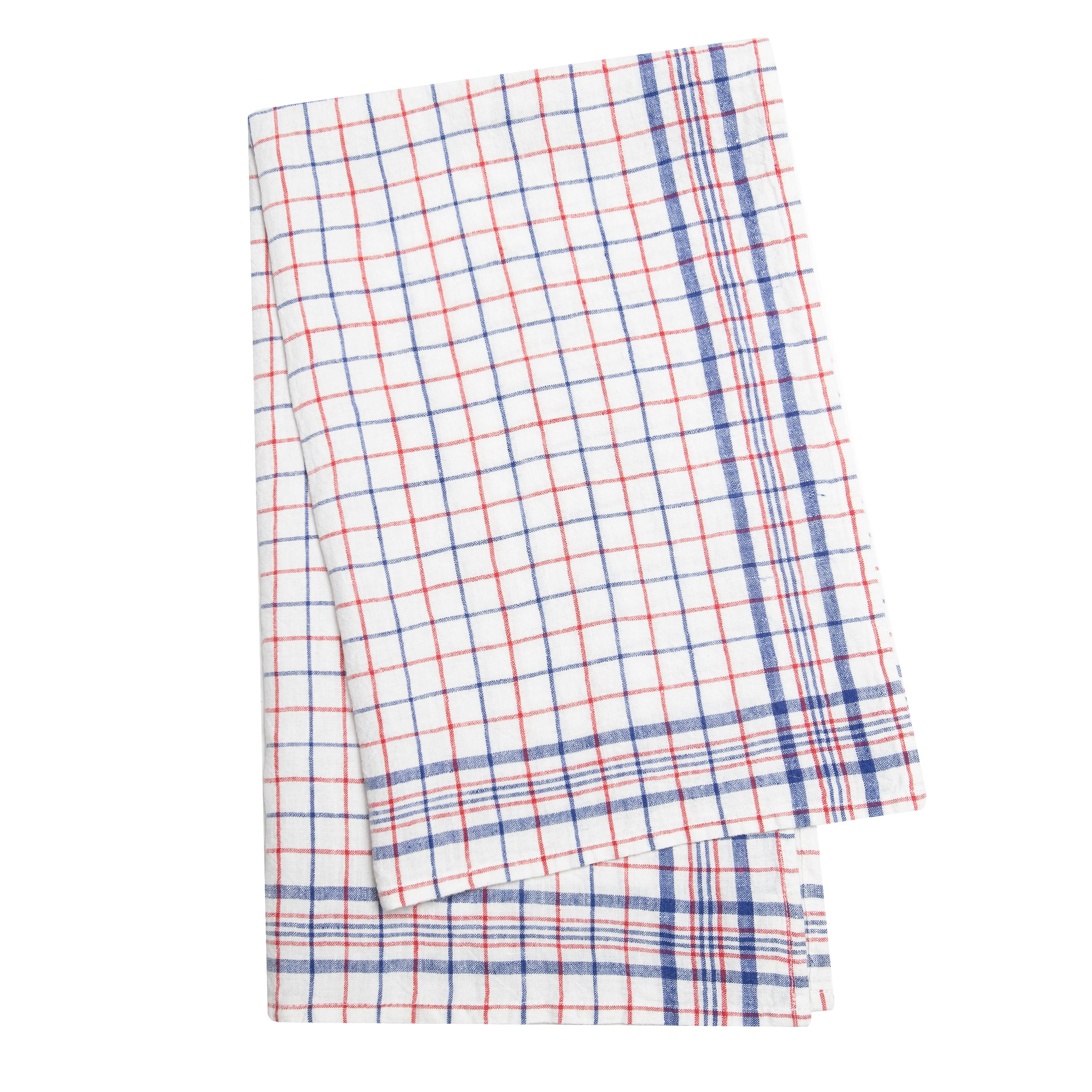 Bistro Tea Towel 20x30 - Blue & Red - Set of 2