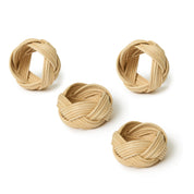 Braided Weave Natural Napkin Rings - Set of 4