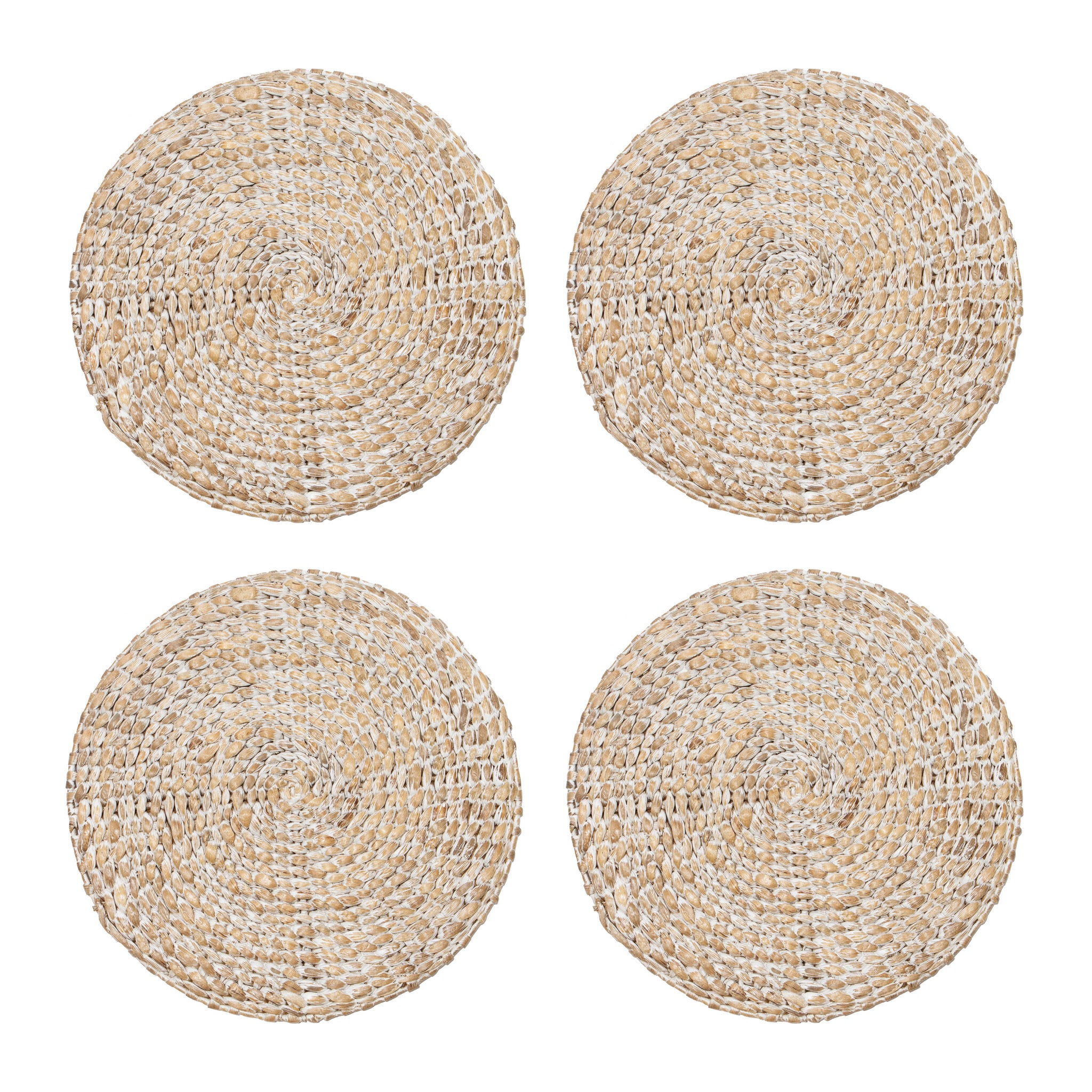 Everyday White Wash Round Placemat 38cm - Set of 4