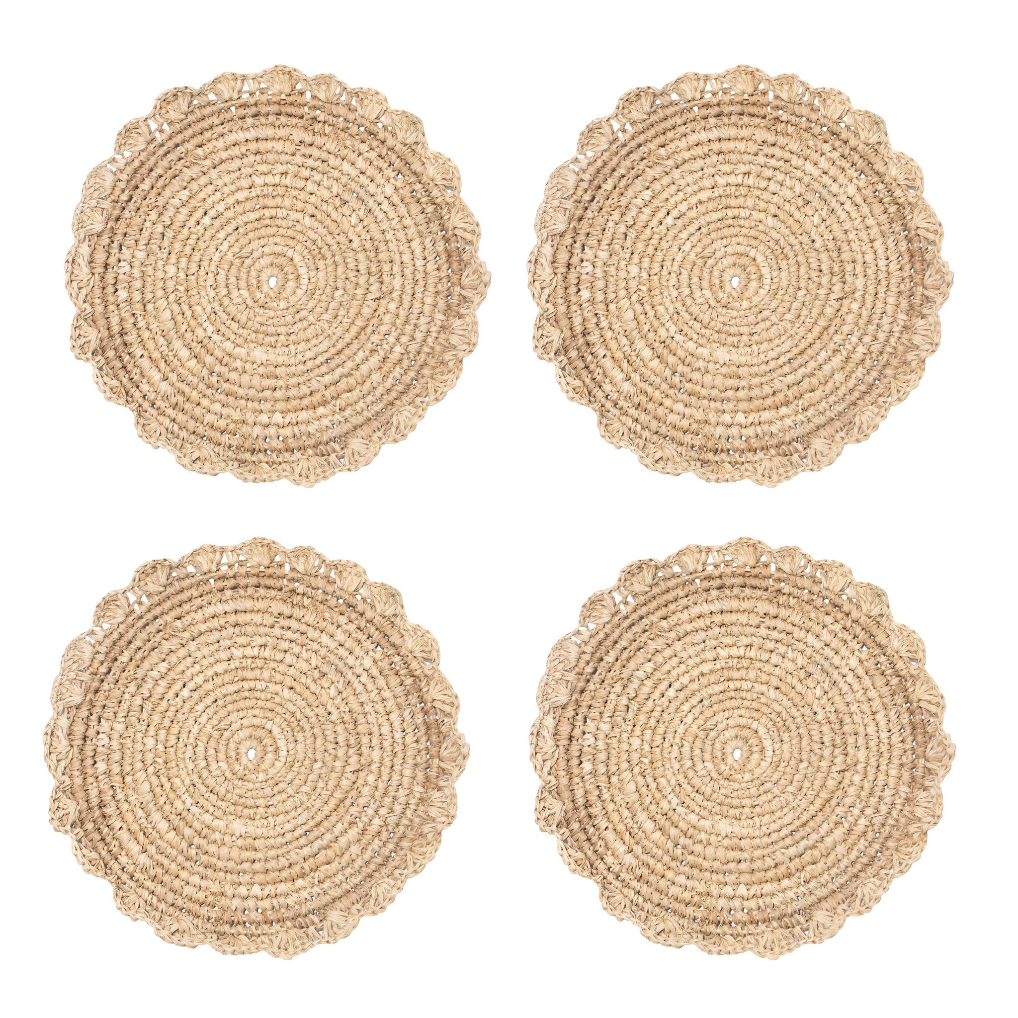 Blossom Natural Round Placemat Flower 38cm - Set of 4
