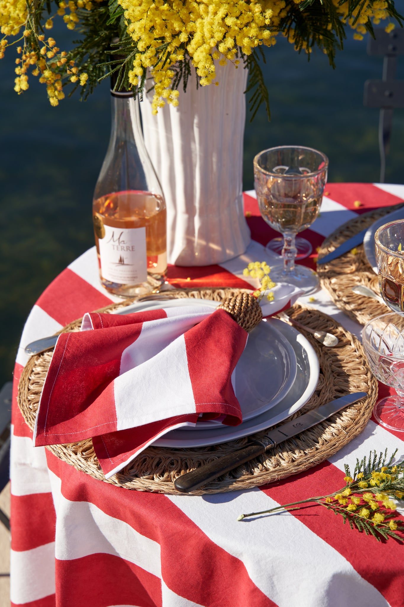 Creative Converting Red & White Striped Guest Napkins – 16-Count, Disposable Paper