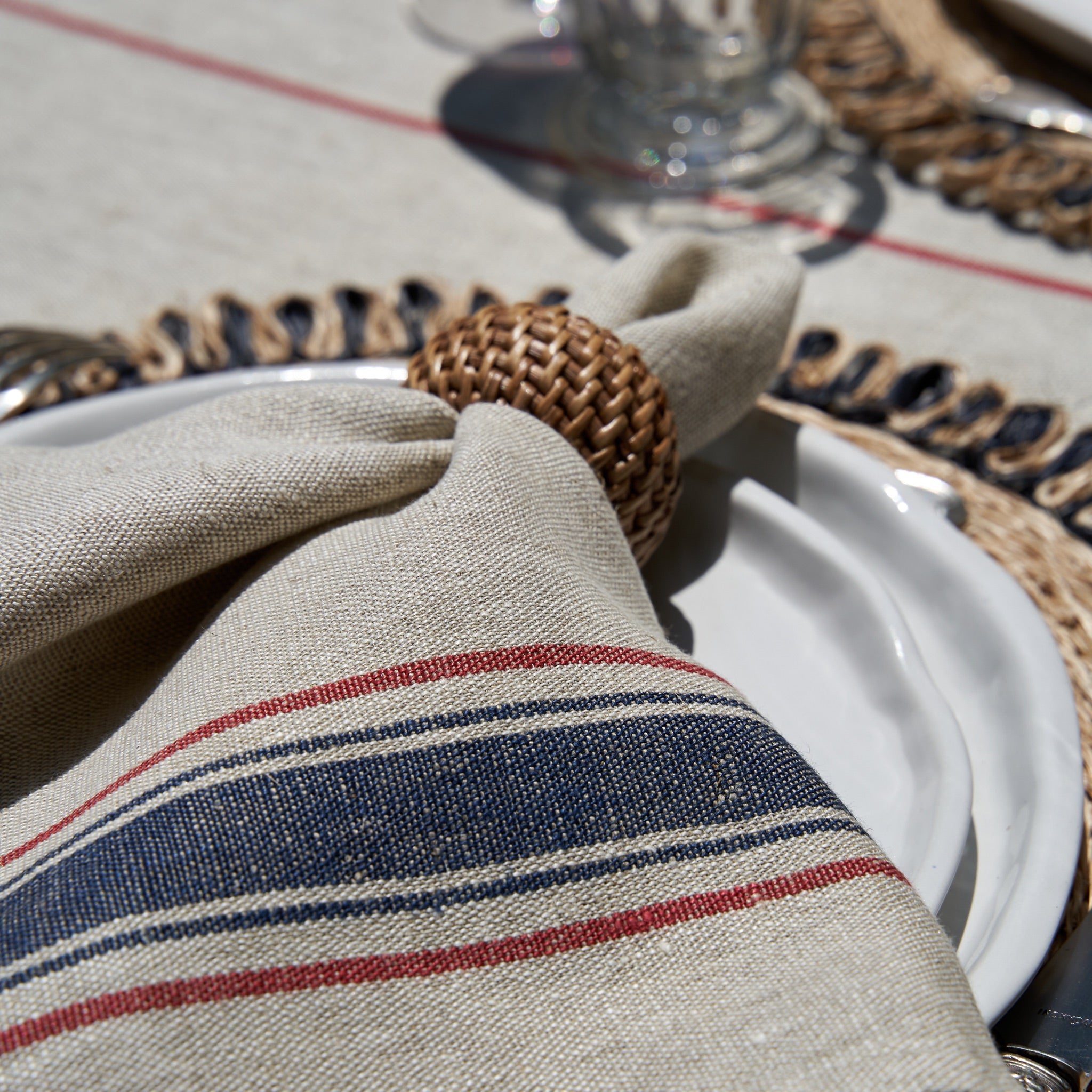 Menton Natural & Demin Napkin, Set of 4