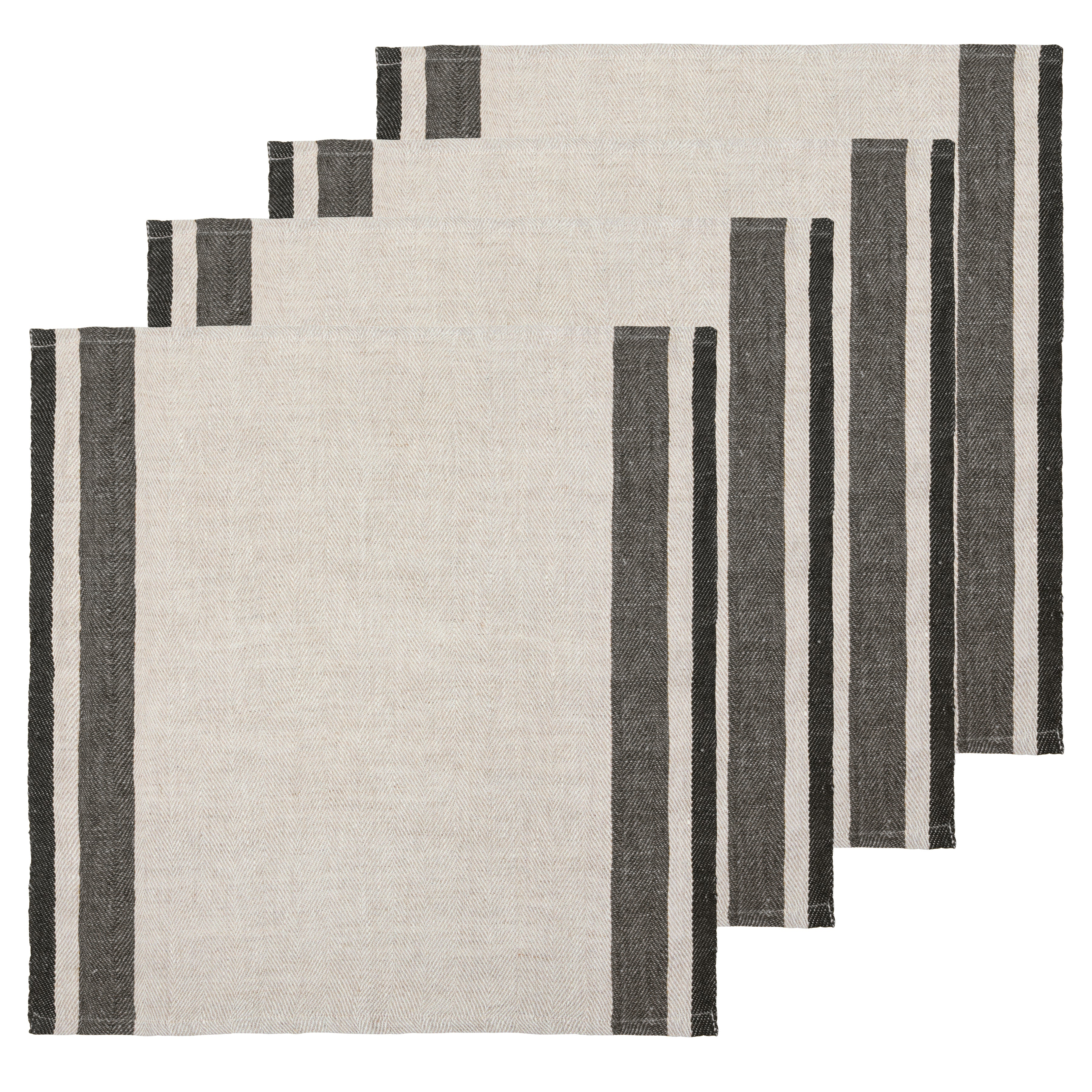 Gordes Natural & Charcoal Napkins 20x20 - Set of 4
