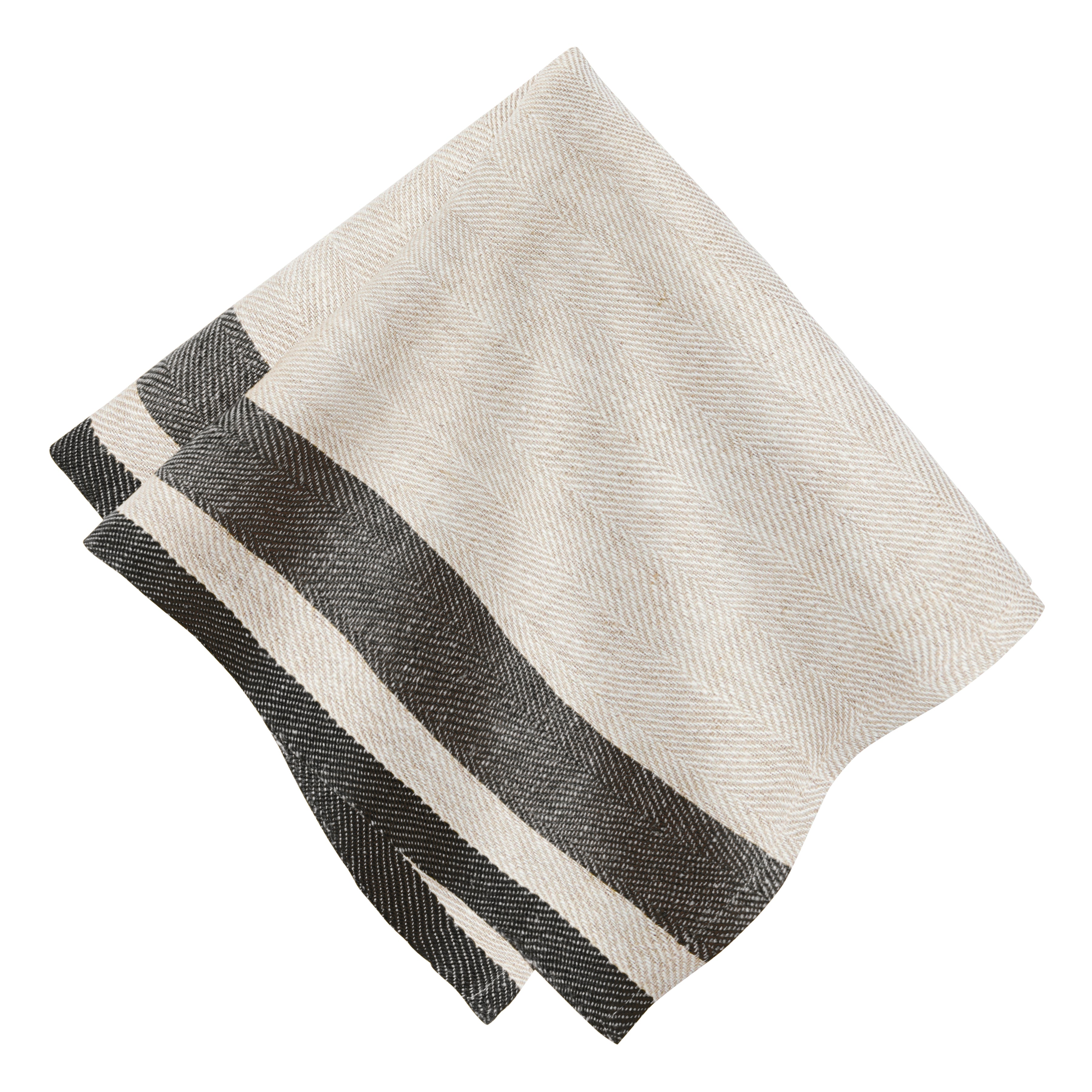 Gordes Natural & Charcoal Napkins 20x20 - Set of 4
