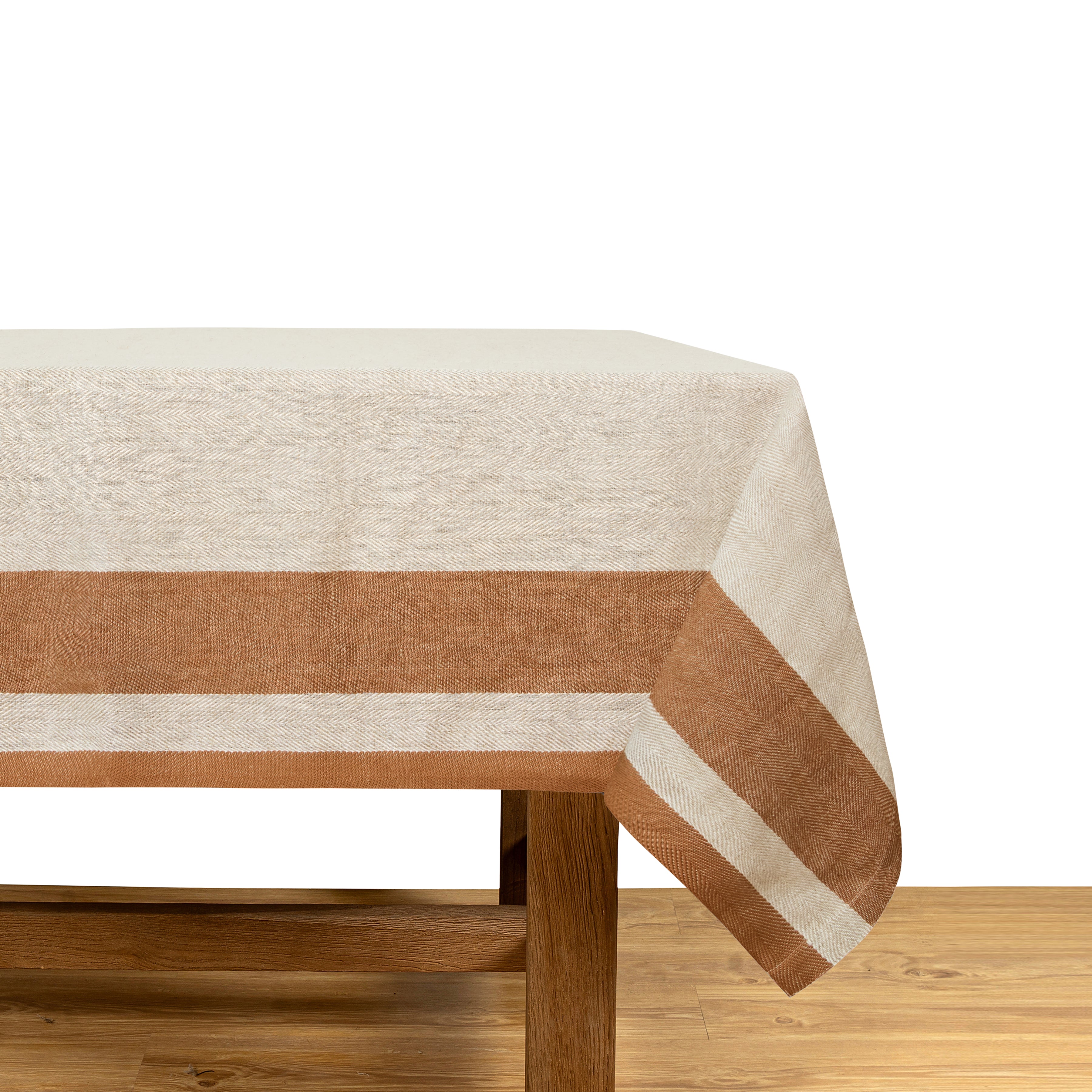 Gordes Natural & Tobacco Tablecloth