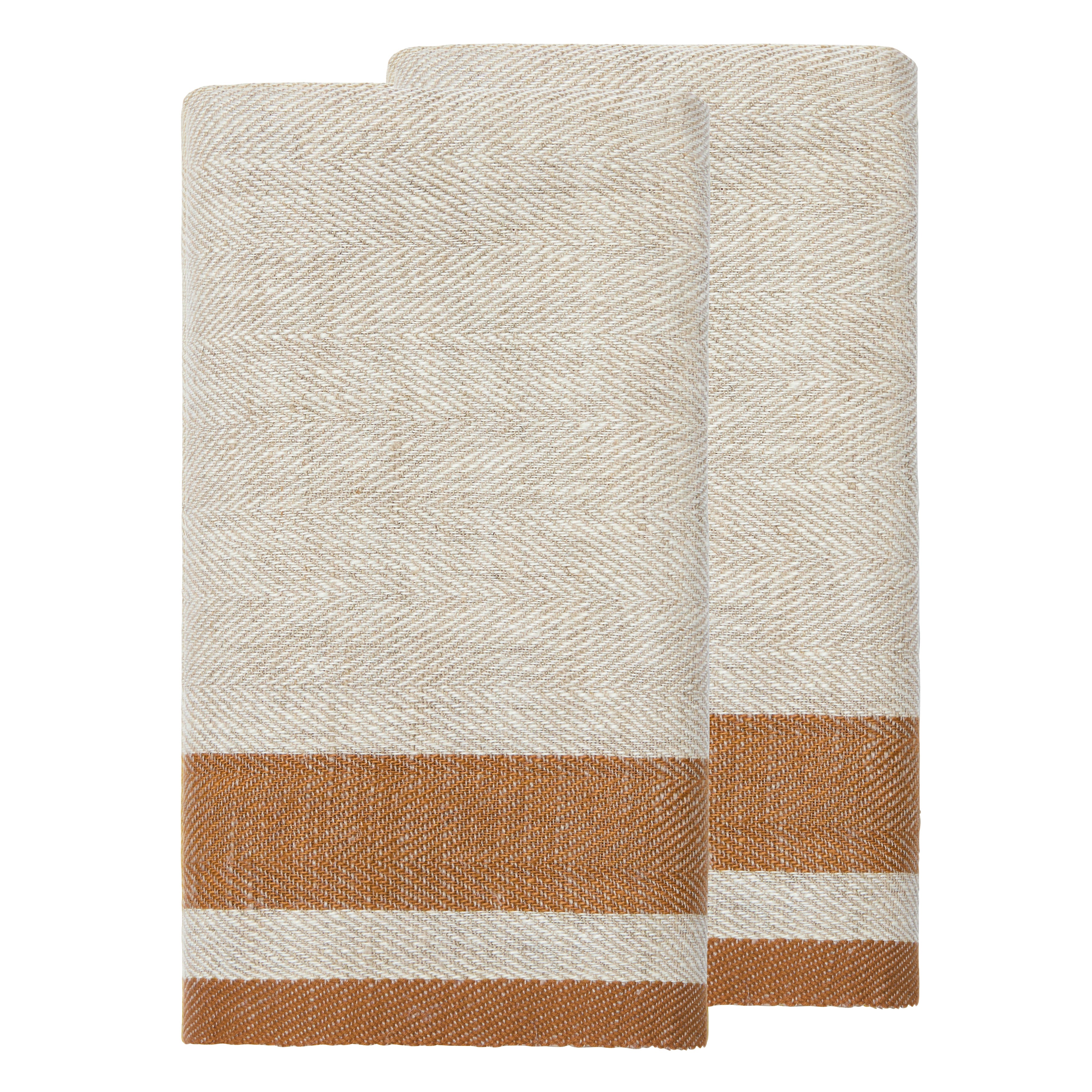 Gordes Natural & Tobacco Towels 20x30 - Set of 2
