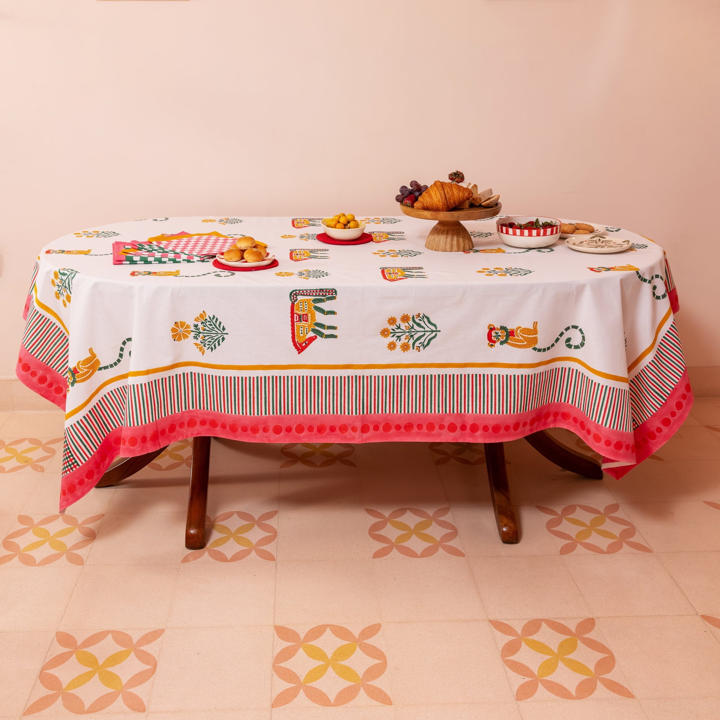Menagerie Pink Tablecloth