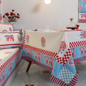 Cheval Nomade Pink & Blue Tablecloth