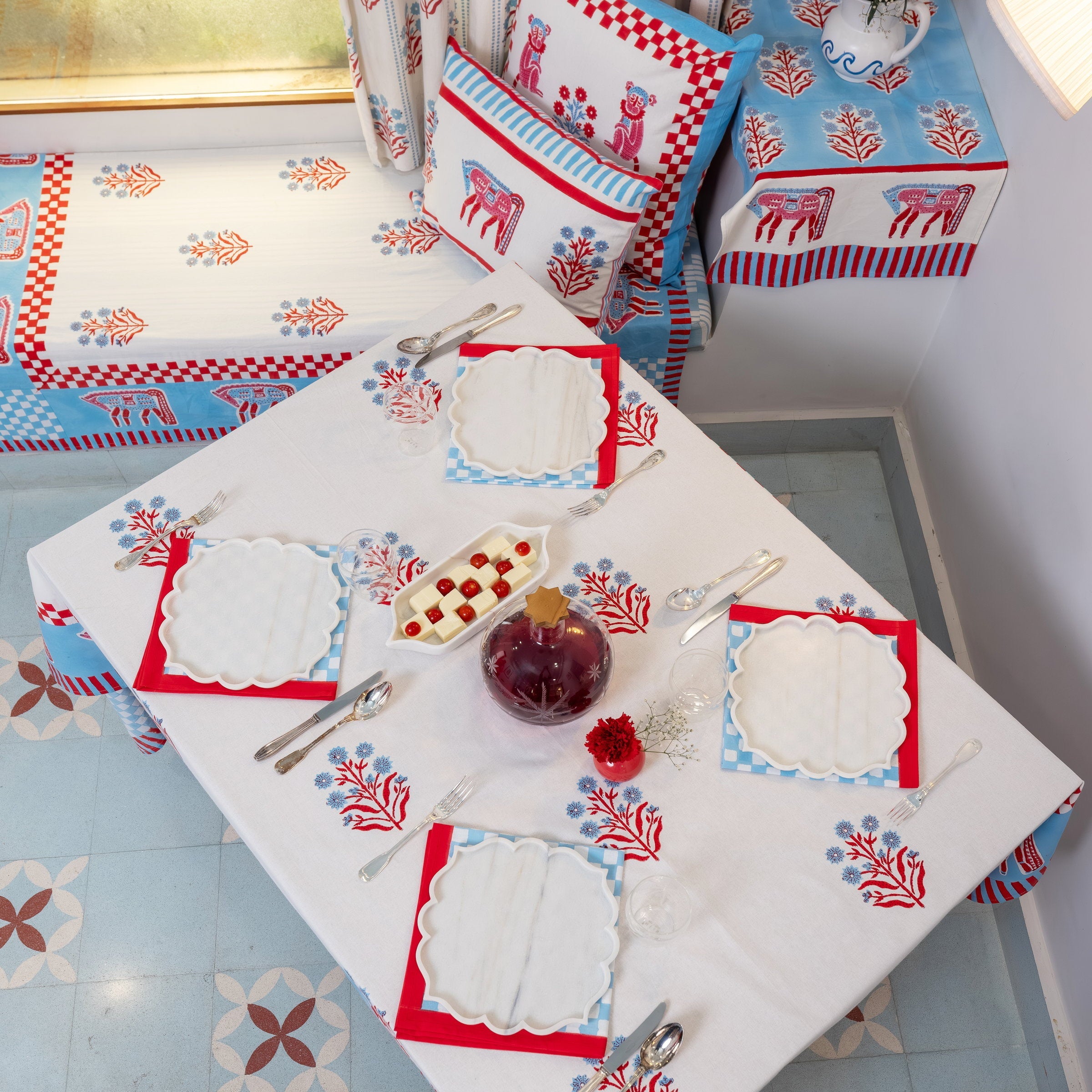 Cheval Nomade Pink & Blue Tablecloth