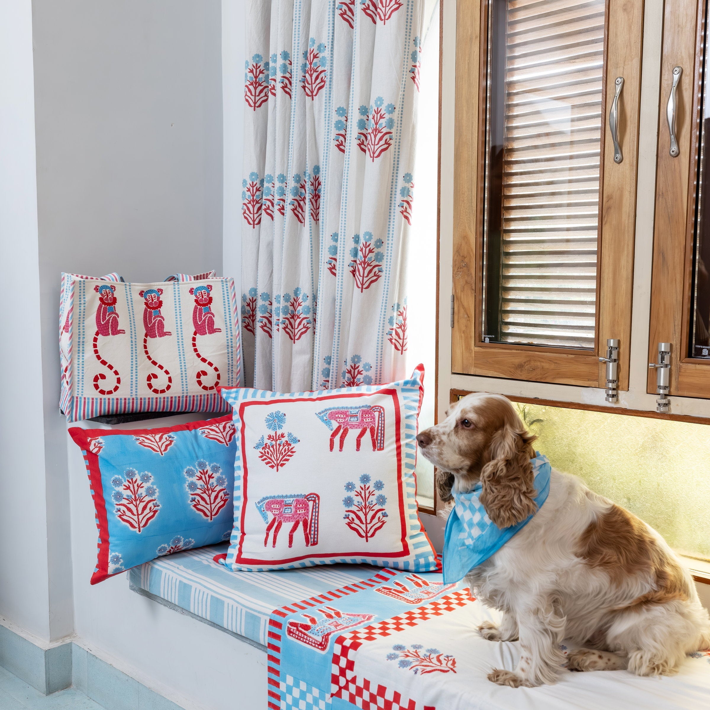 Cheval Nomade Pink & Blue Cushion Cover