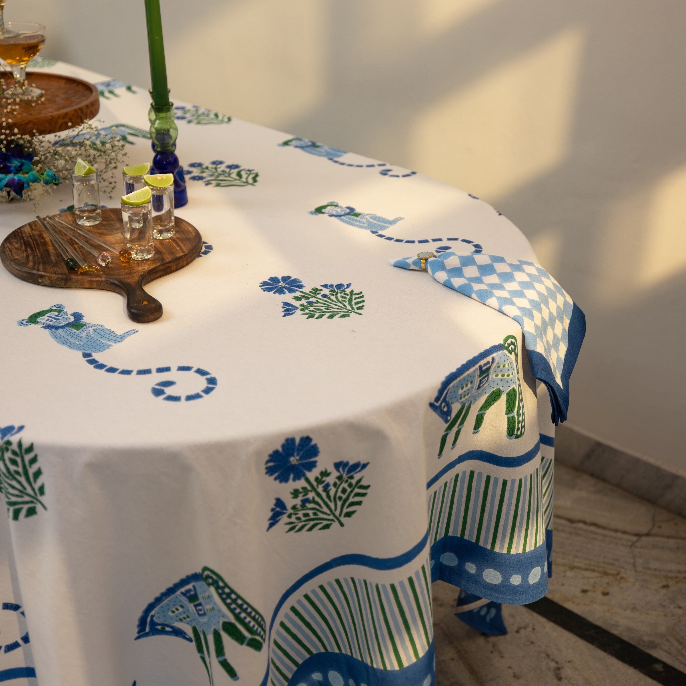 Menagerie Blue Tablecloth