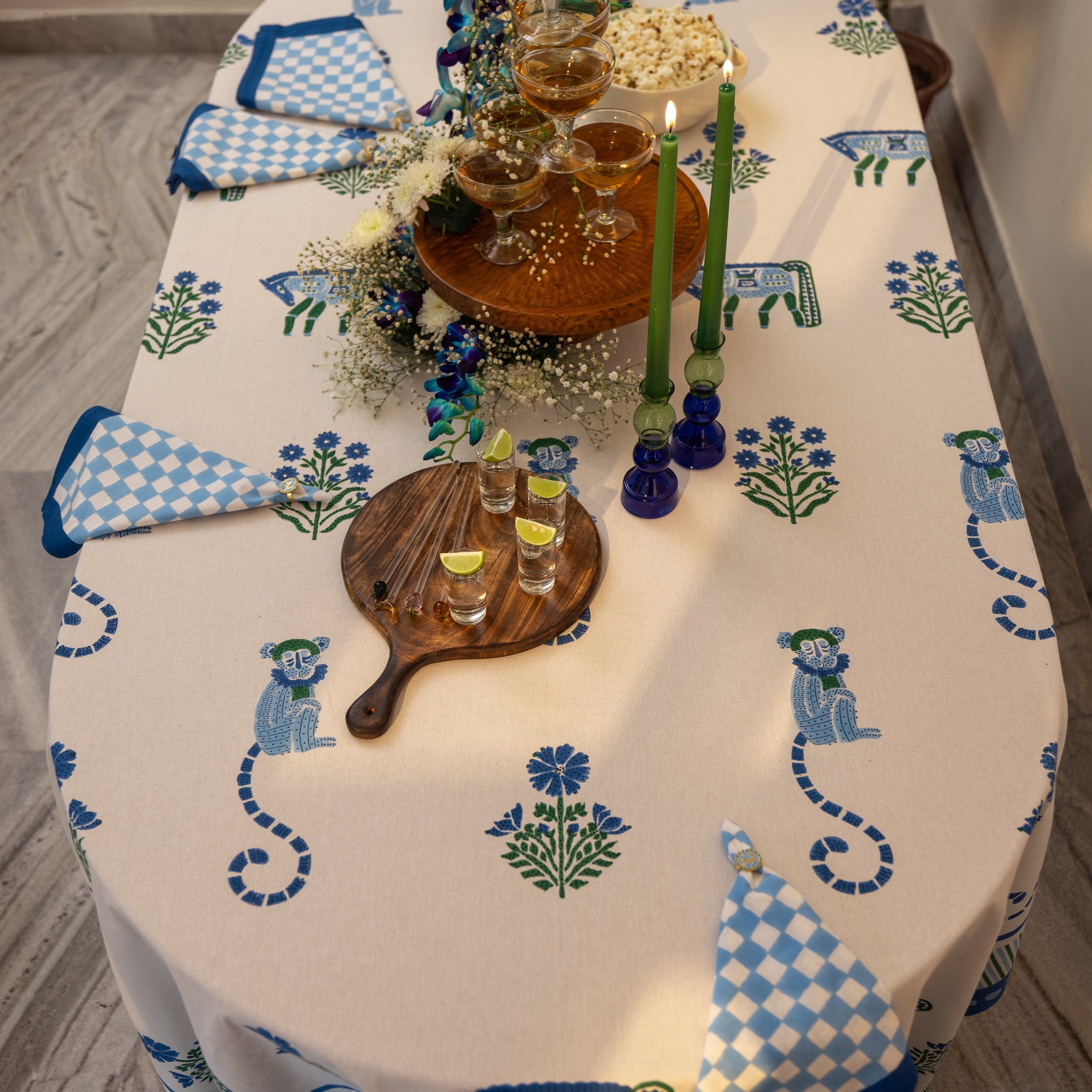 Menagerie Blue Tablecloth