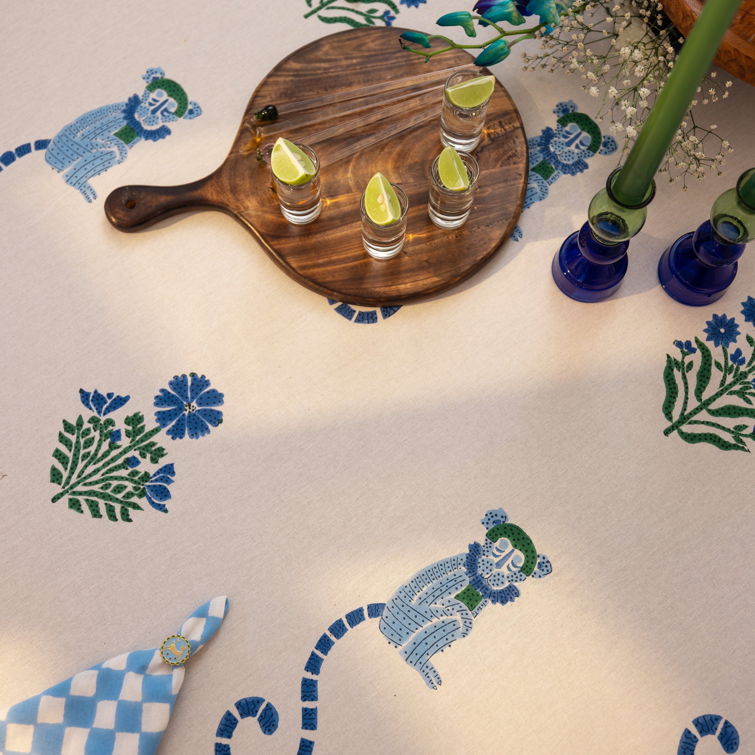 Menagerie Blue Tablecloth