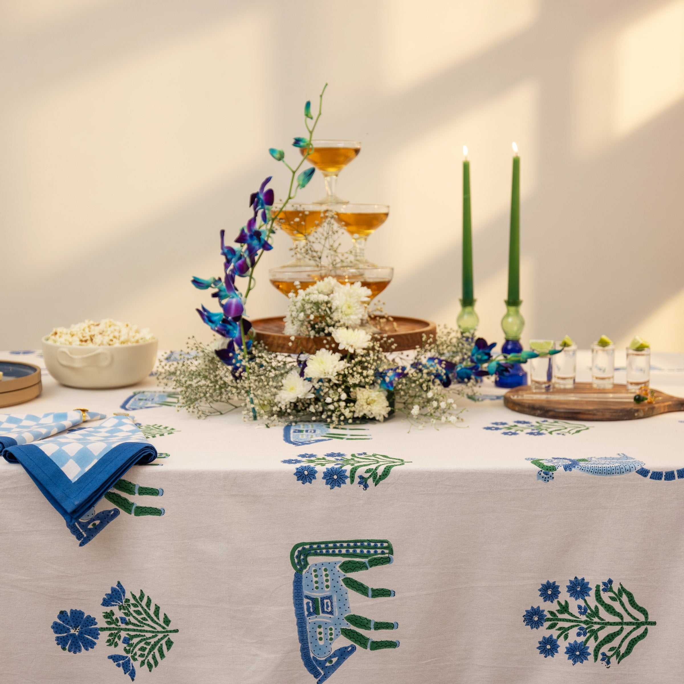 Menagerie Blue Tablecloth