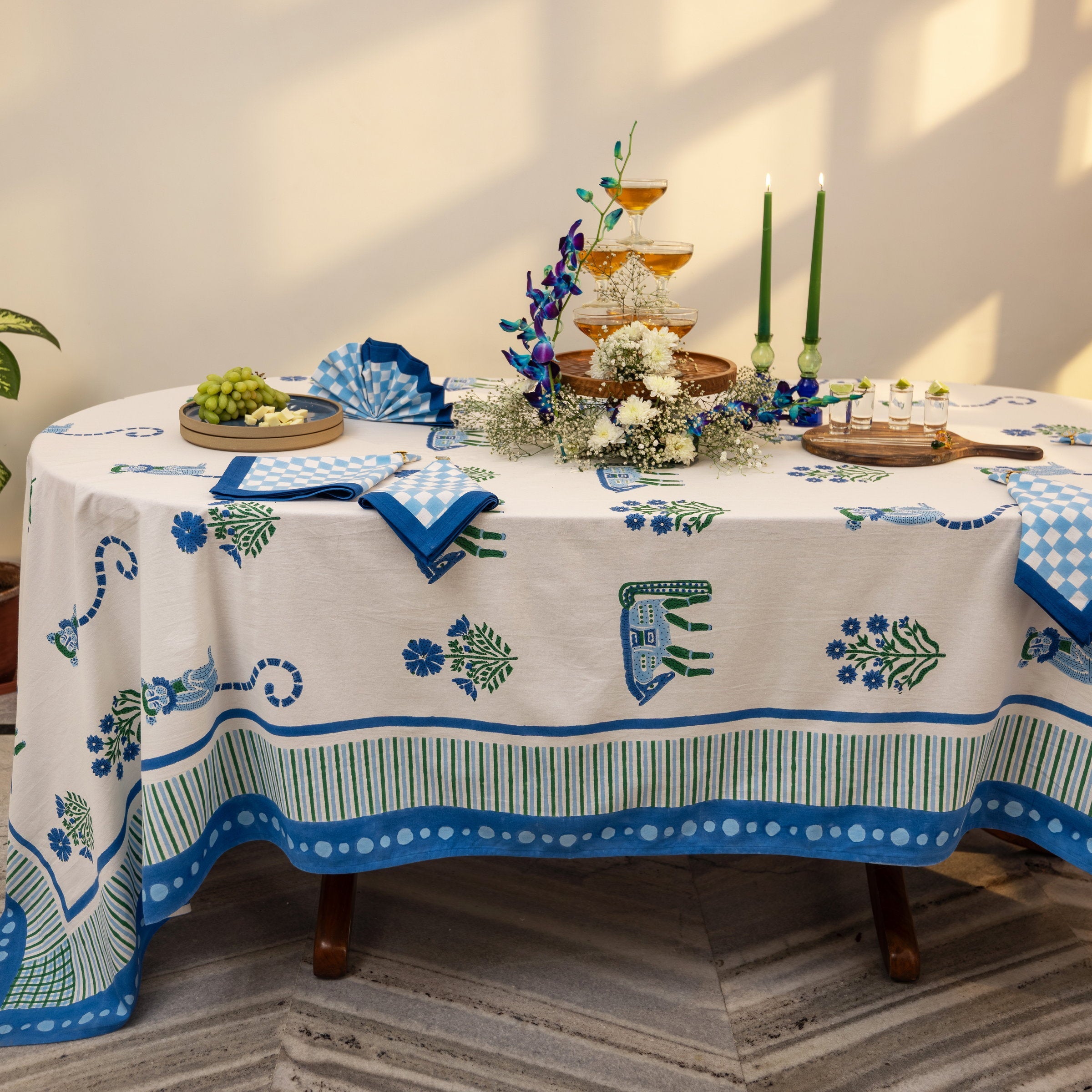 Menagerie Blue Tablecloth