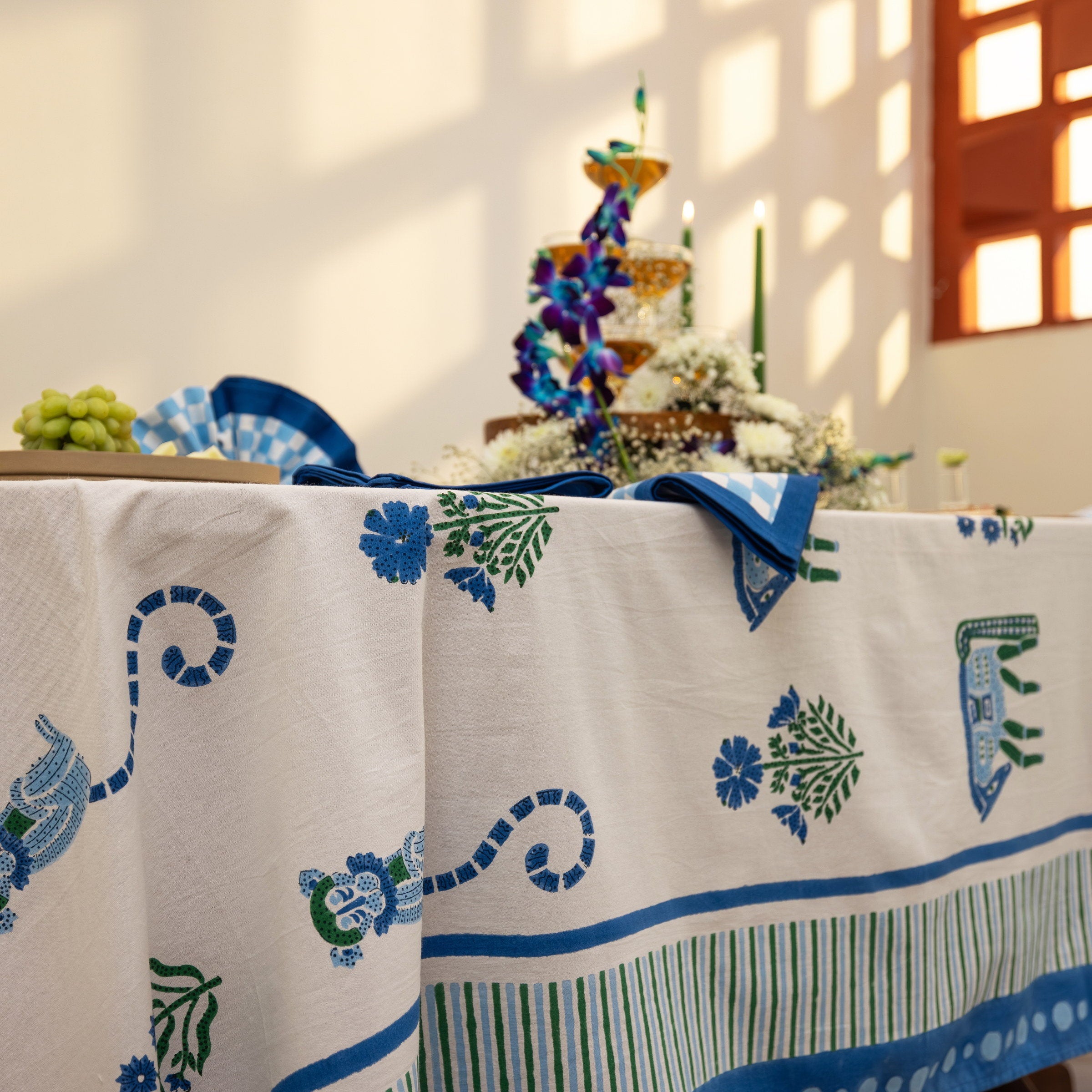 Menagerie Blue Tablecloth