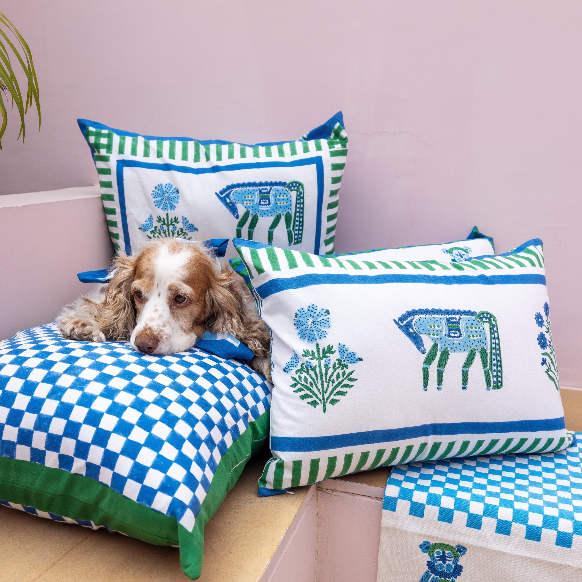 Cheval Nomade Blue & Green Cushion Cover