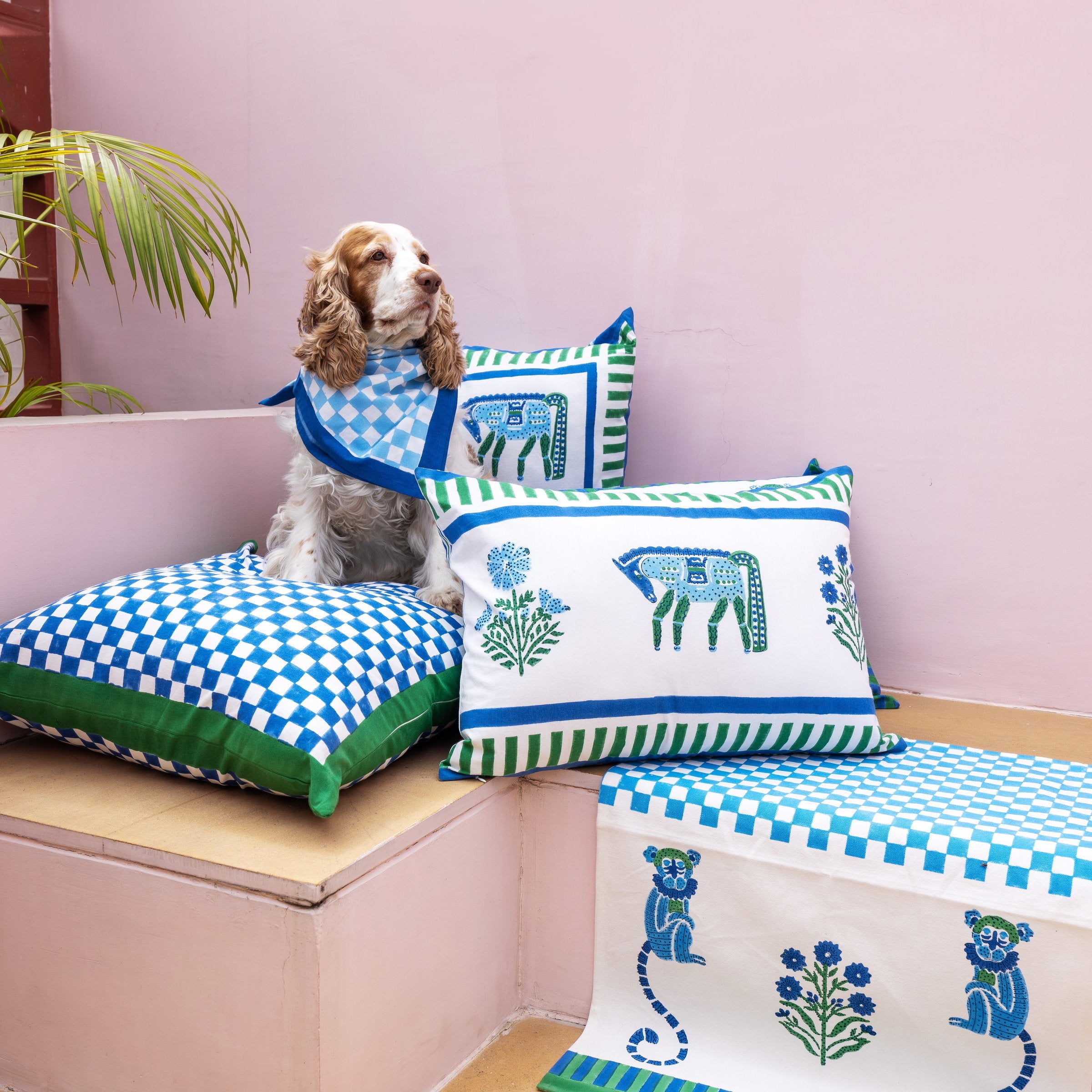 Cheval Nomade Blue & Green Cushion Cover