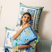 Monkey Blue & Green Cushion Cover