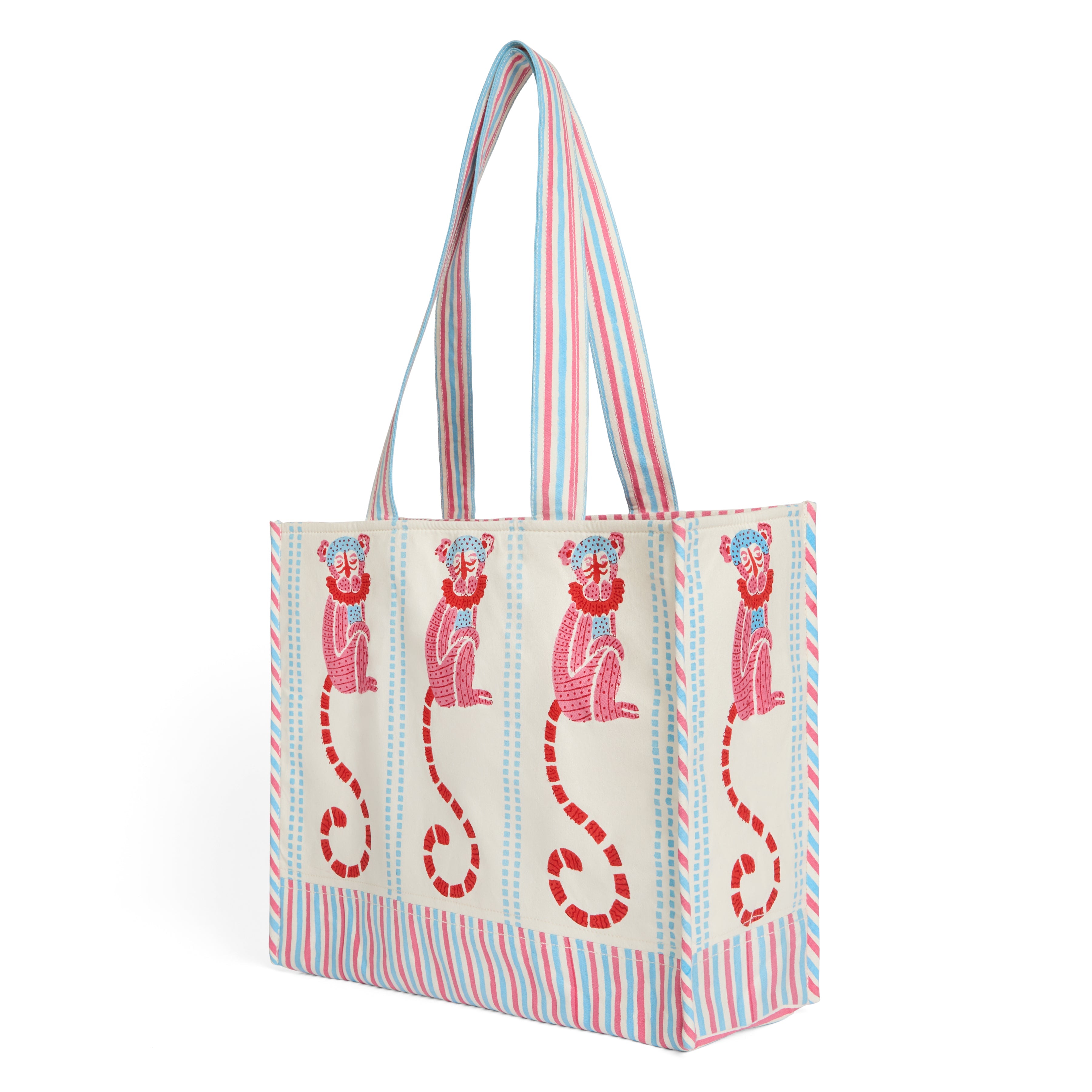 Monkey Blue & Pink Tote Bag
