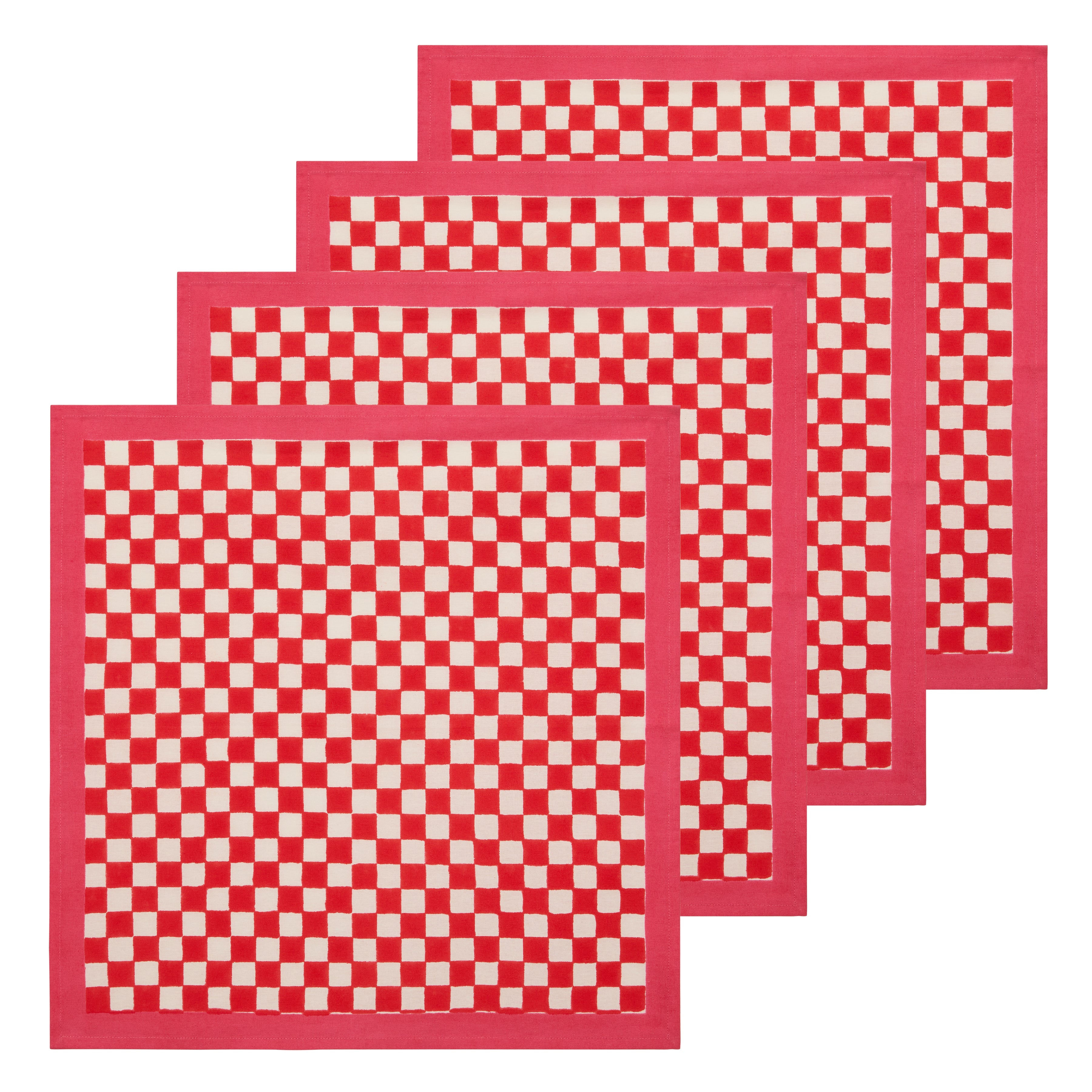 Gingham Check Red/Pink Napkins 20x20 - Set of 4