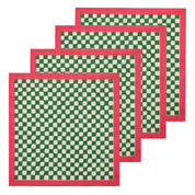Gingham Check Green/Pink Napkins 20x20 - Set of 4
