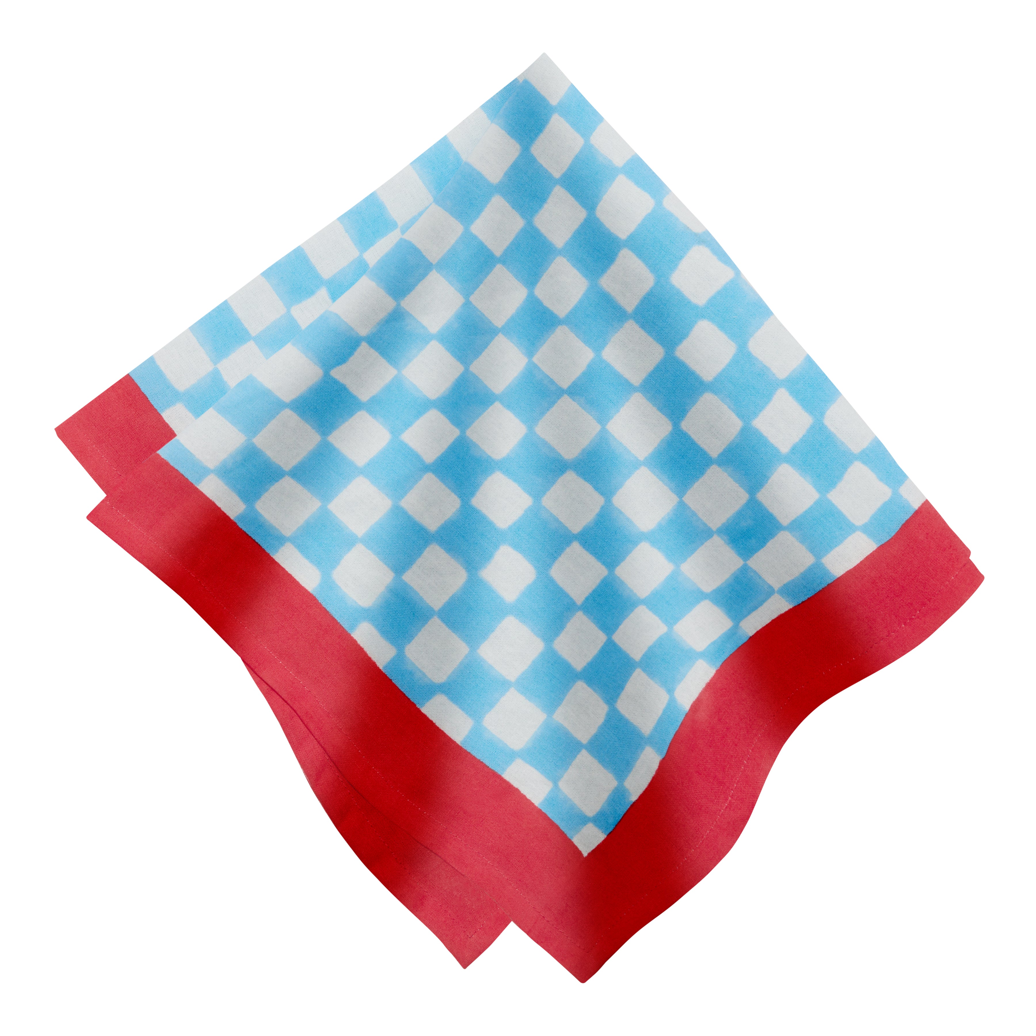 Gingham Check Blue/Red Napkins 20x20 - Set of 4